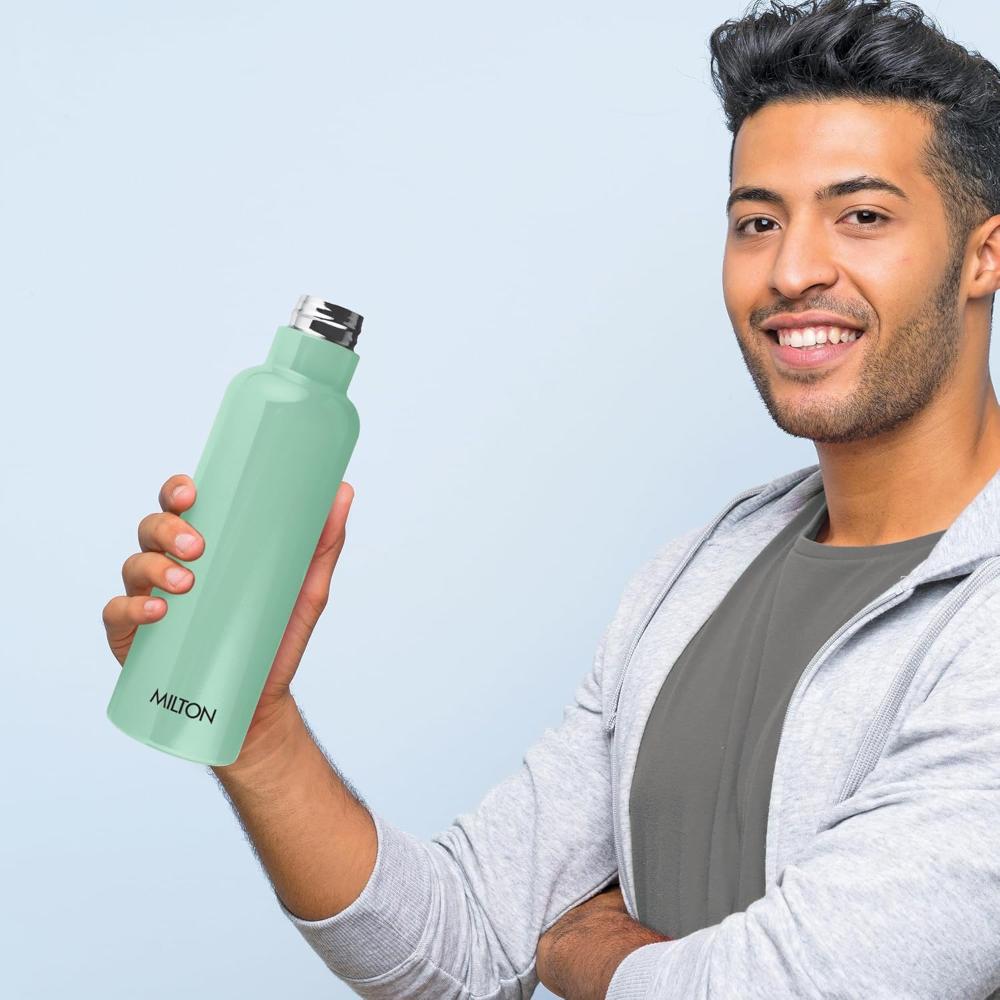 Milton Felice 900 Thermosteel Water Bottle 715 ml, 24 Hr Hot and Cold I Leak Proof Lid, ISI Certified I Vacuum Insulated I for Office, Gym, School I Light Green