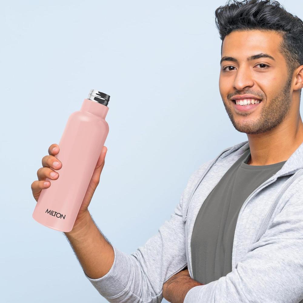 Milton Felice 900 Thermosteel Water Bottle 715 ml, 24 Hr Hot and Cold I Leak Proof Lid, ISI Certified I Vacuum Insulated I for Office, Gym, School I Pink