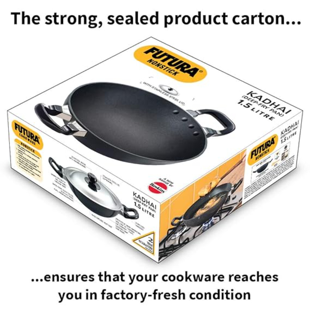 Futura Nonstick 1.5 L, 22 cm, 3.25 mm (Kadhai) with SS lid (Q19)