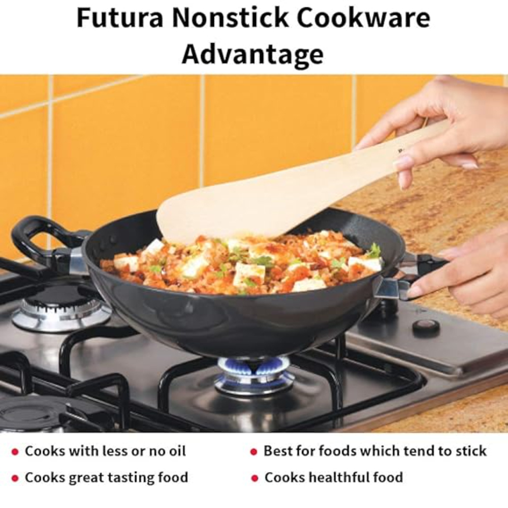 Futura Nonstick 1.5 L, 22 cm, 3.25 mm (Kadhai) with SS lid (Q19)
