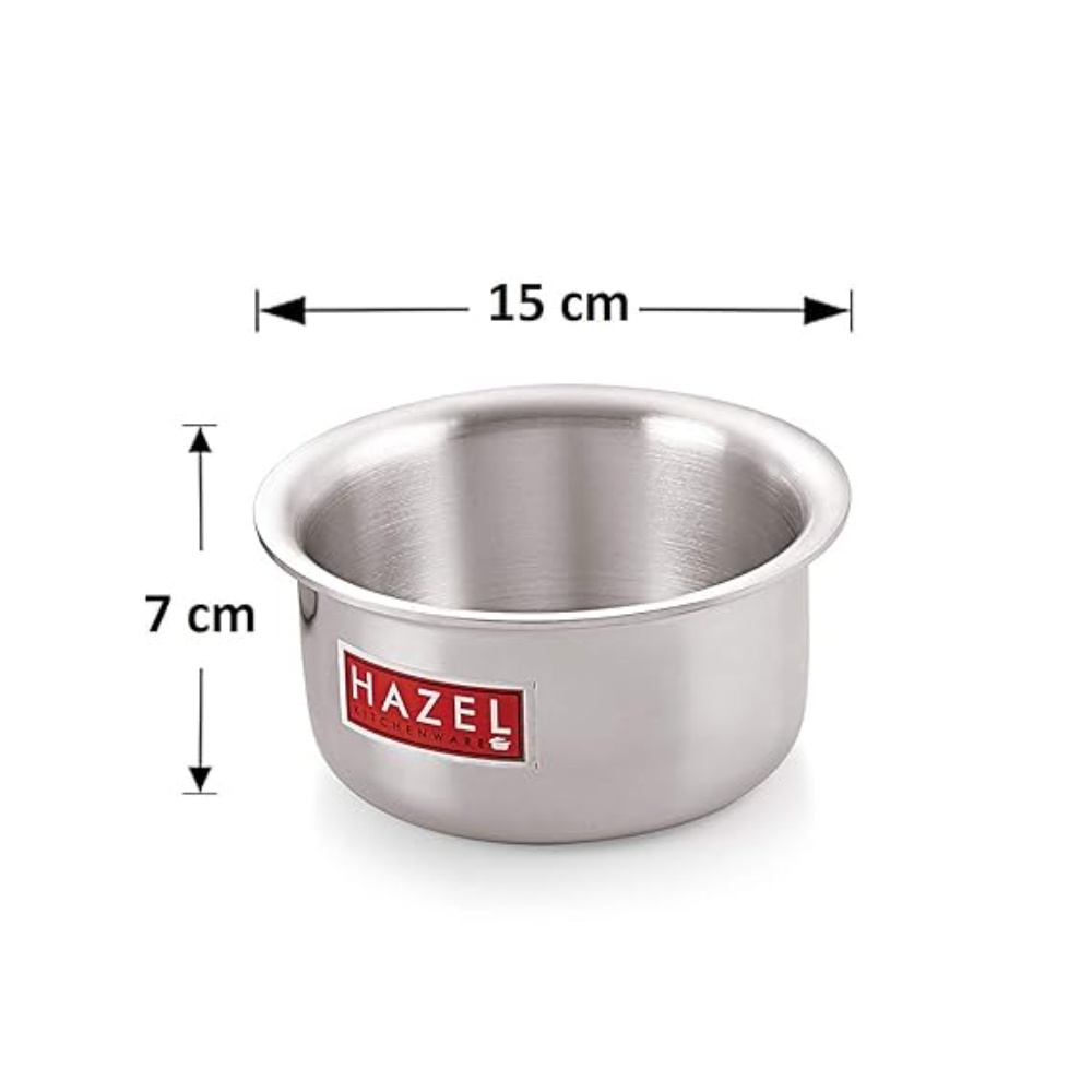 HAZEL Aluminium Flat Bottom Patila Tope Pot, Set of 2, 875 ml & 1125 ml, Silver