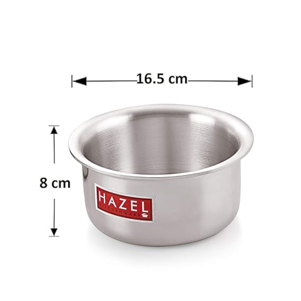 HAZEL Aluminium Flat Bottom Patila Tope Pot, Set of 2, 875 ml & 1125 ml, Silver