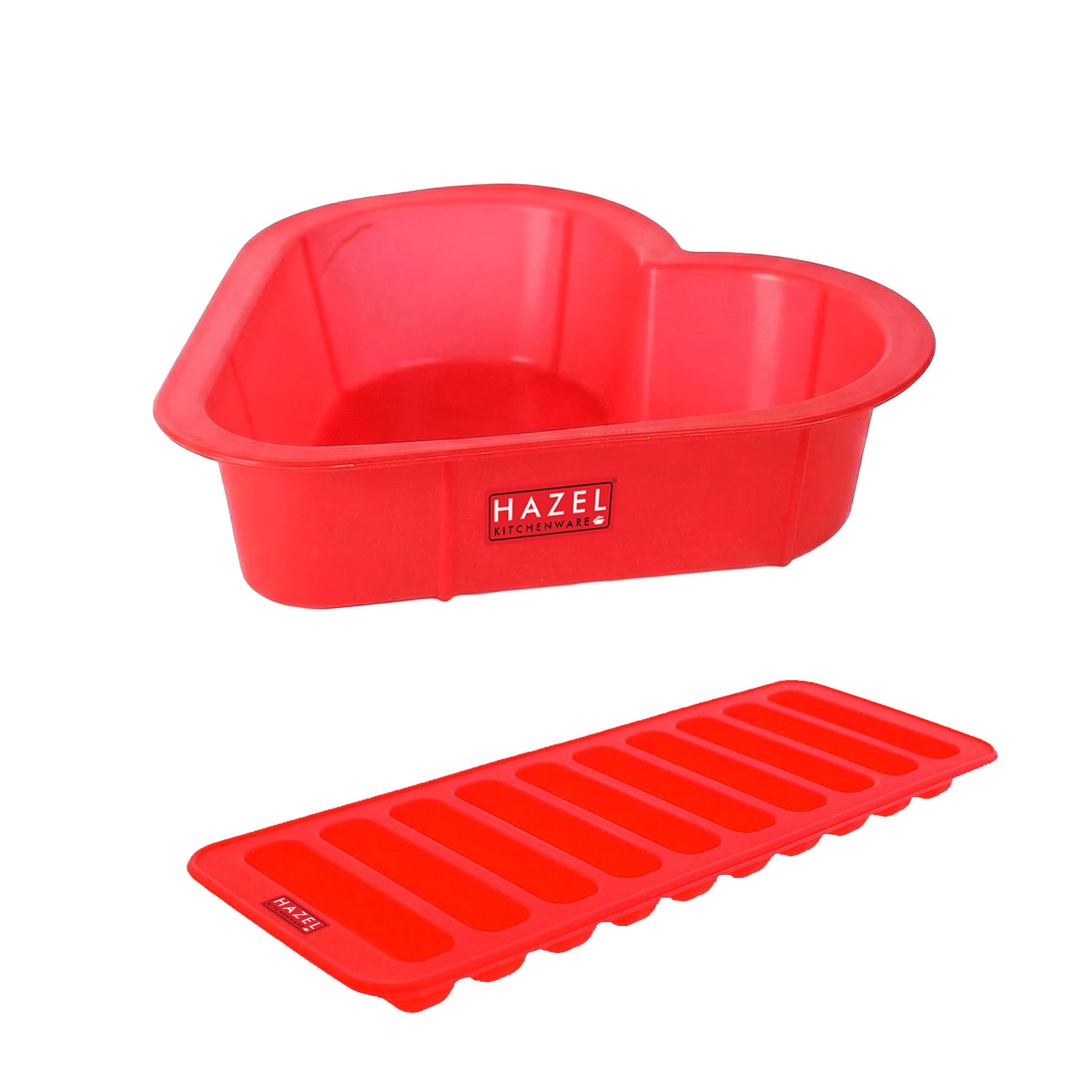 HAZEL Small Silicon Red Heart Shape Cake Mould for Half Kg with 10 Cavity Chocolate Bar Ice Cube