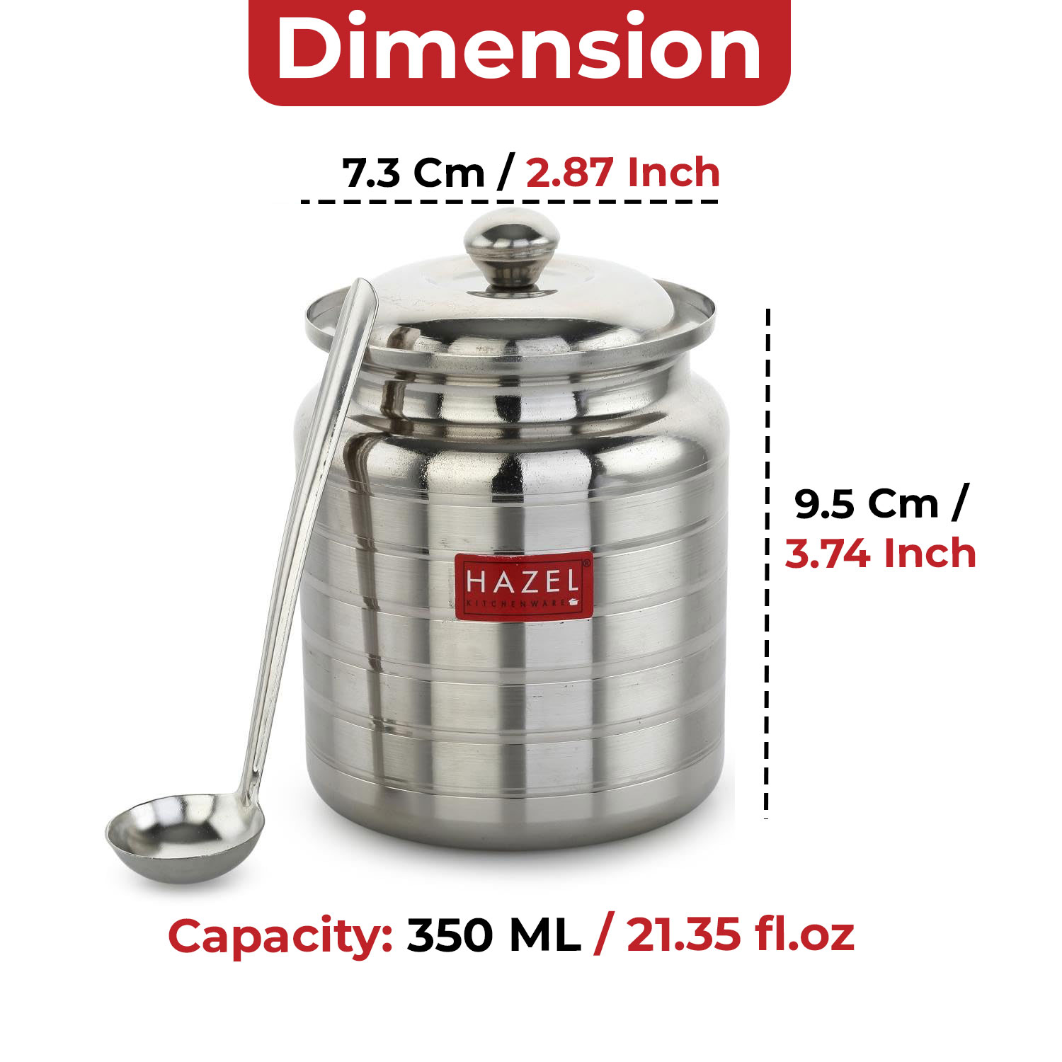 HAZEL Stainless Steel Hammered Oil & Ghee Container with Lid | Ghee Dispenser with Spoon