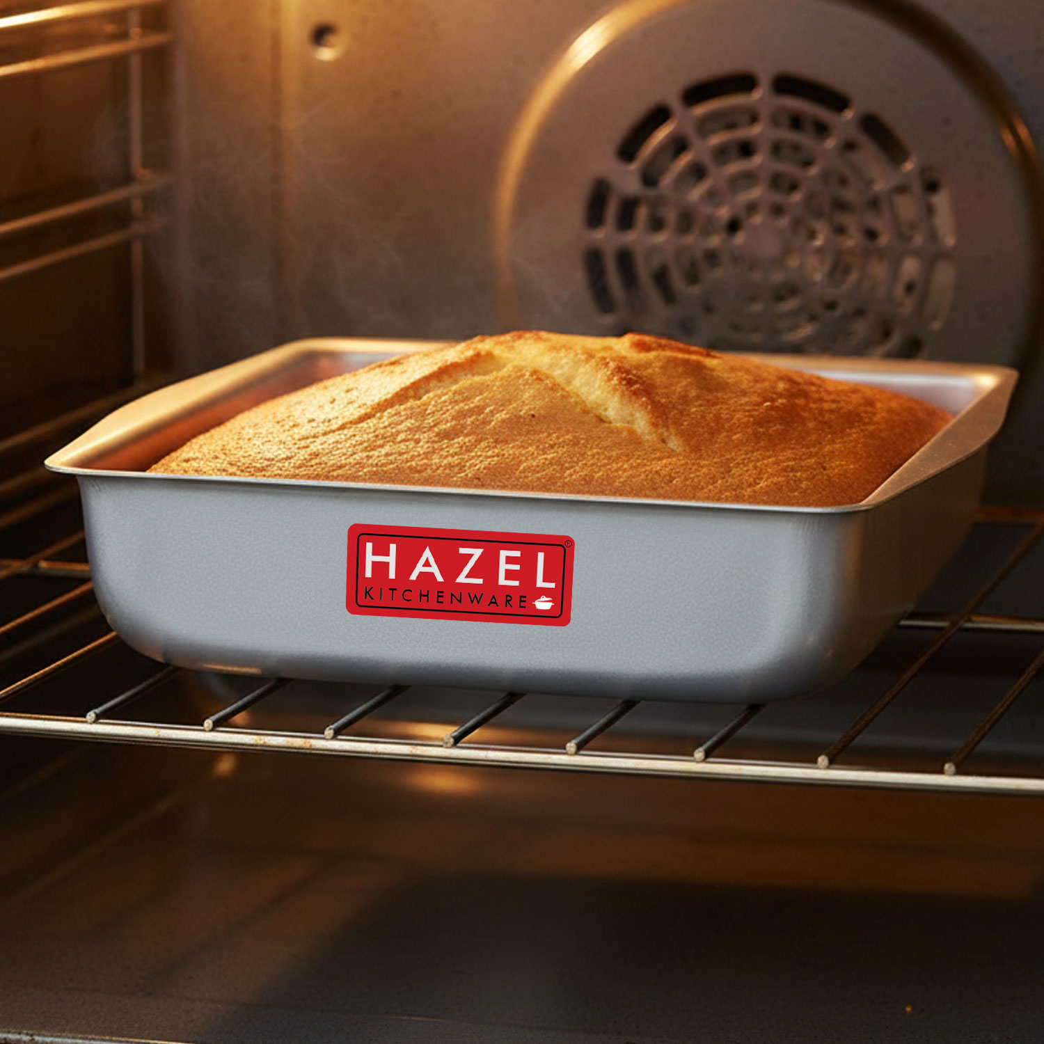 HAZEL Aluminium Square Shape Cake Mould, Silver, Small