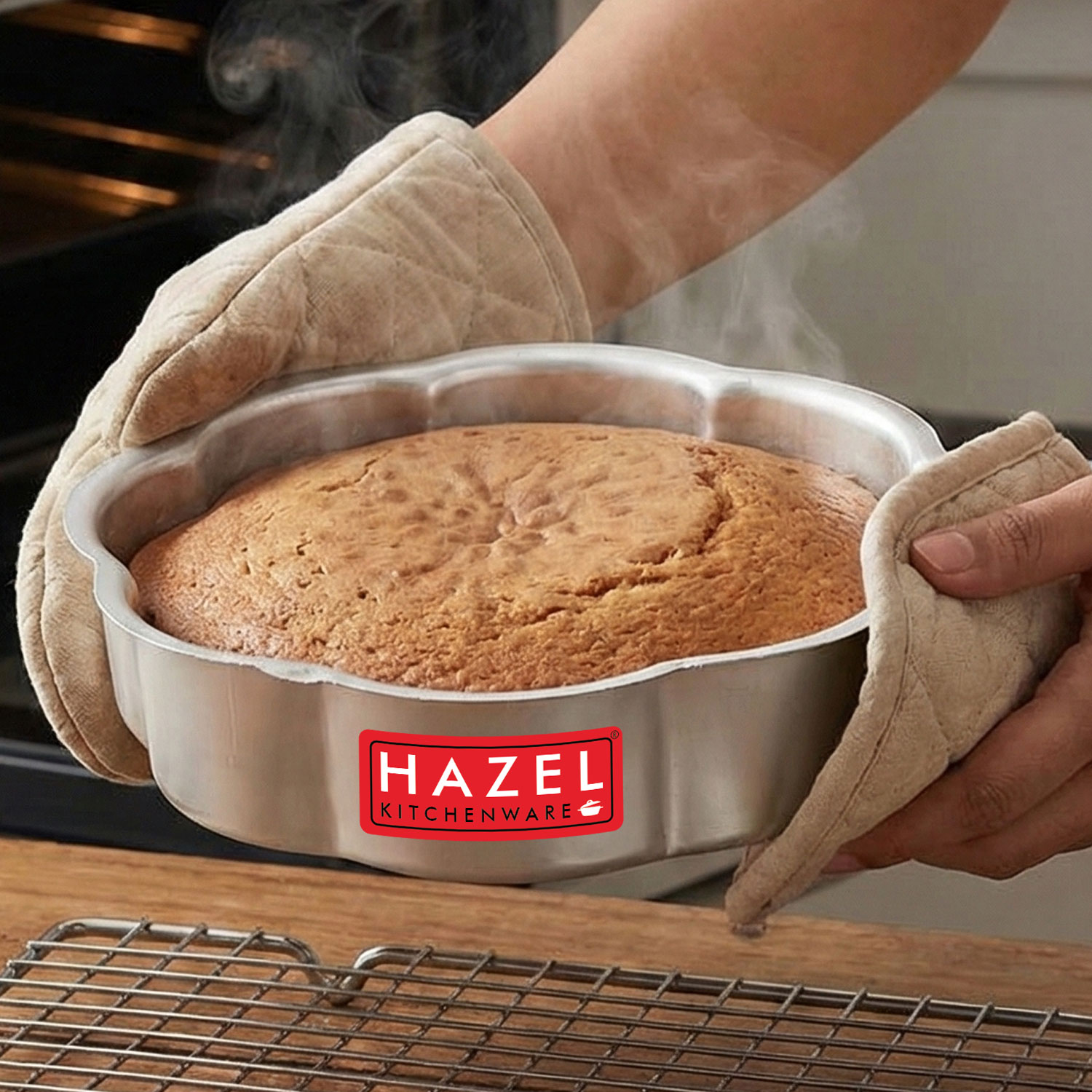 HAZEL Aluminium Flower Shape Cake Mould, Silver, 7.5 Inch