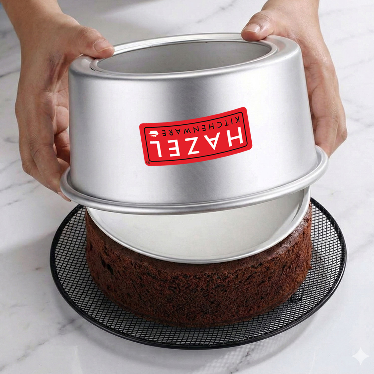HAZEL Aluminium Detachable Cake Moulds | Removable Bottom Cake Tin | Round Cake Mould Removable Base | Baking Essentials Tools For OTG Microwave, Medium
