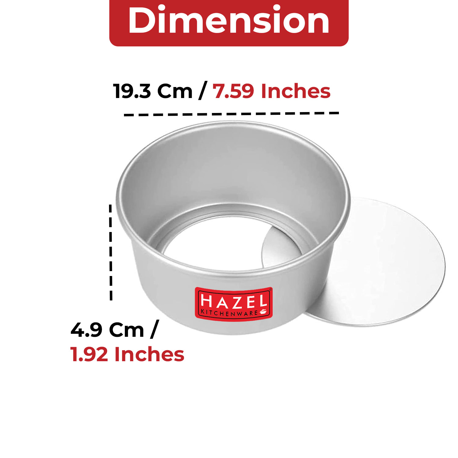 HAZEL Aluminium Detachable Cake Moulds | Removable Bottom Cake Tin | Round Cake Mould Removable Base | Baking Essentials Tools For OTG Microwave, Medium