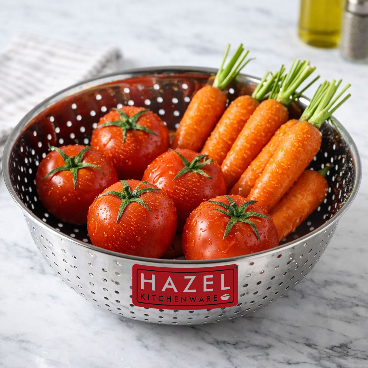 HAZEL Stainless Steel Multipurpose Food & Vegetable Strainer, 1 Pc, Dia 27 cm