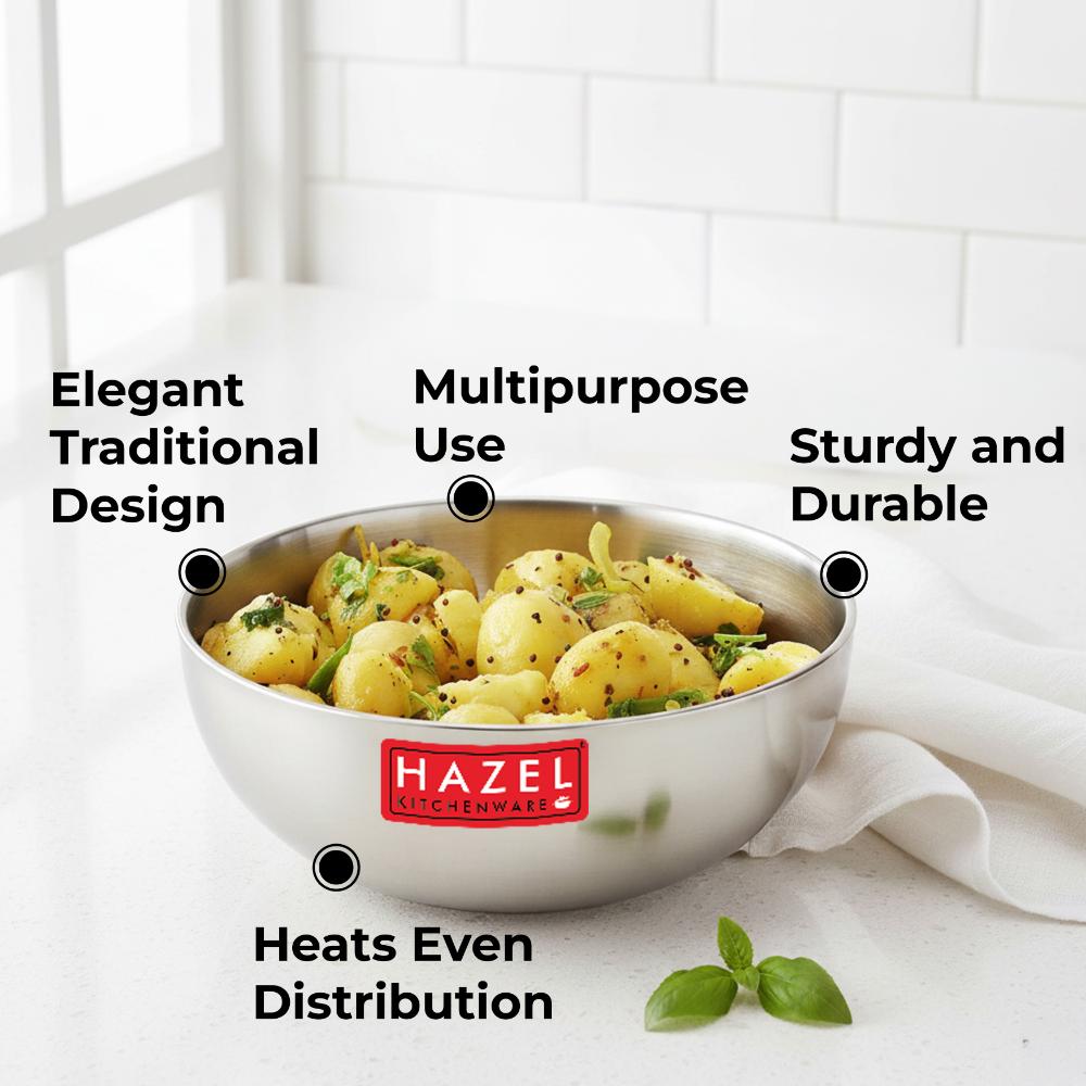 HAZEL 4mm Aluminium Frying Tasla (Silver, 26.7 cm, 5000 ml)