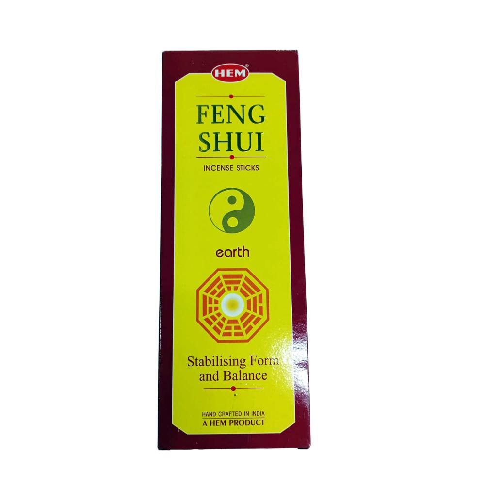 HEM Feng Shui Earth Incense Sticks | Woody Earthy Fragrance Agarbatti | 6 Packs (20g Each)