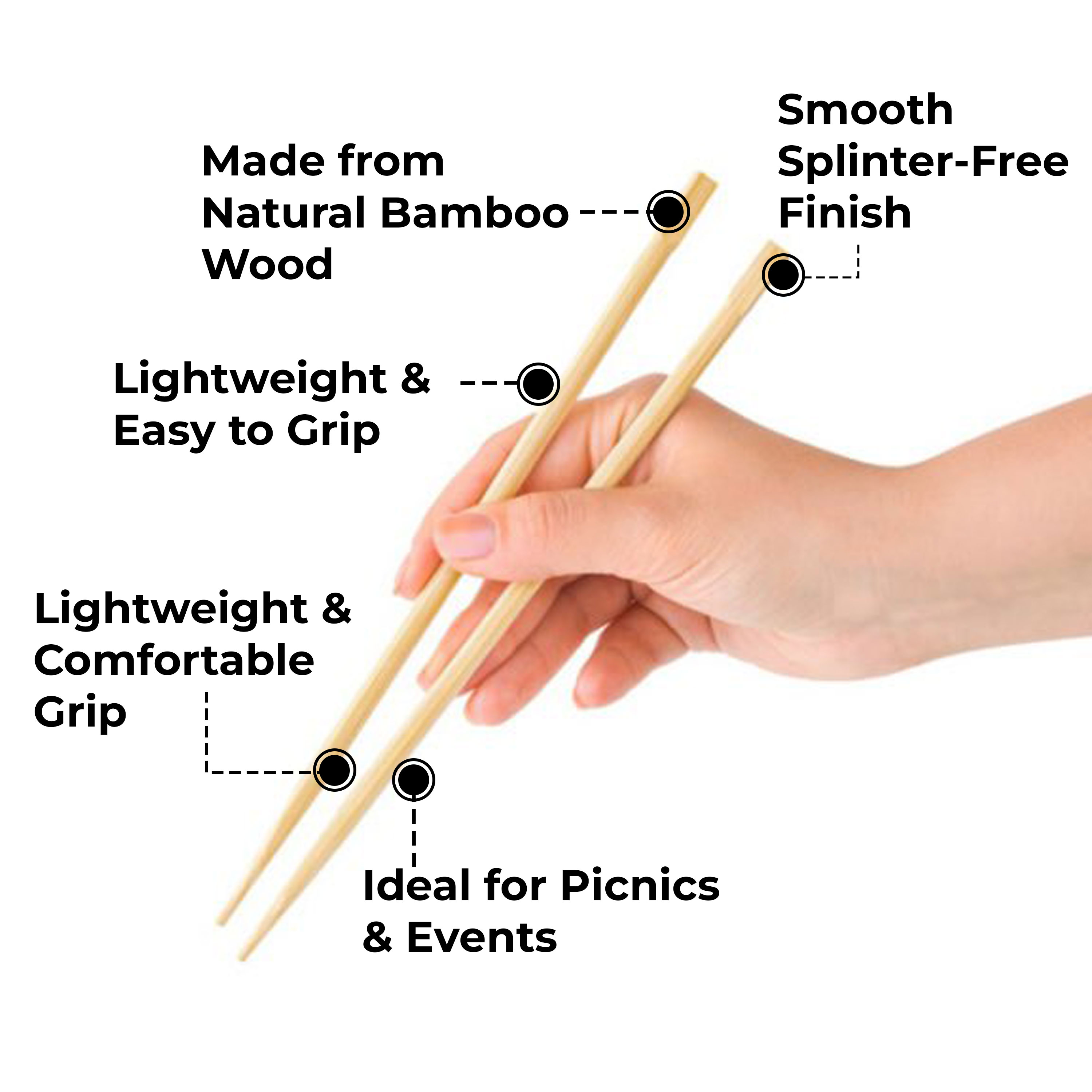 HAZEL Disposable Wooden Chopsticks 20 cm | Eco-Friendly, Smooth Finish & Easy-to-Use Chopsticks for Dining | Pack of 25 Pairs (50 Pieces)