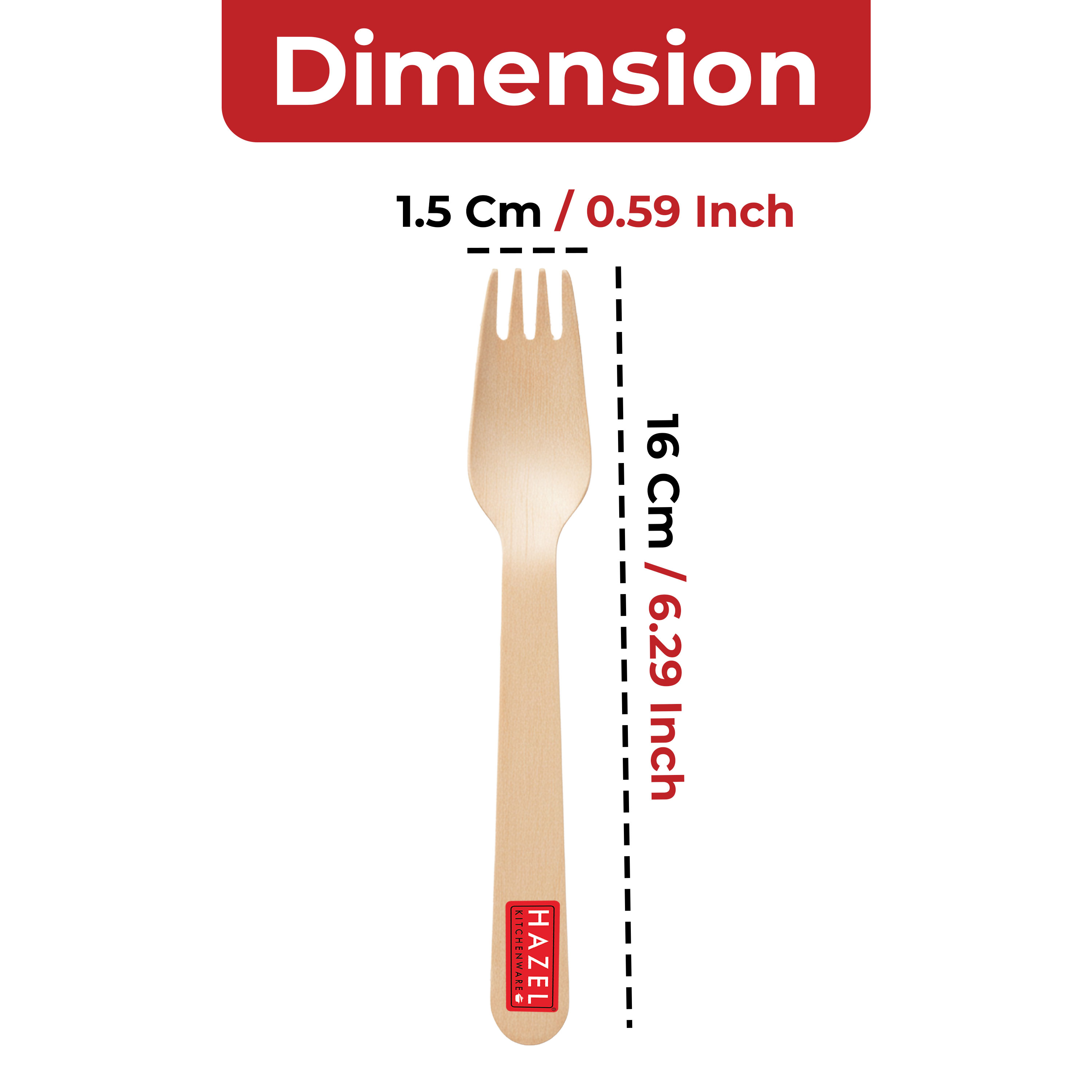 HAZEL Disposable Fork 16 cm | Durable, Lightweight & Food-Grade Wooden Forks for Everyday Use | Pack of 50