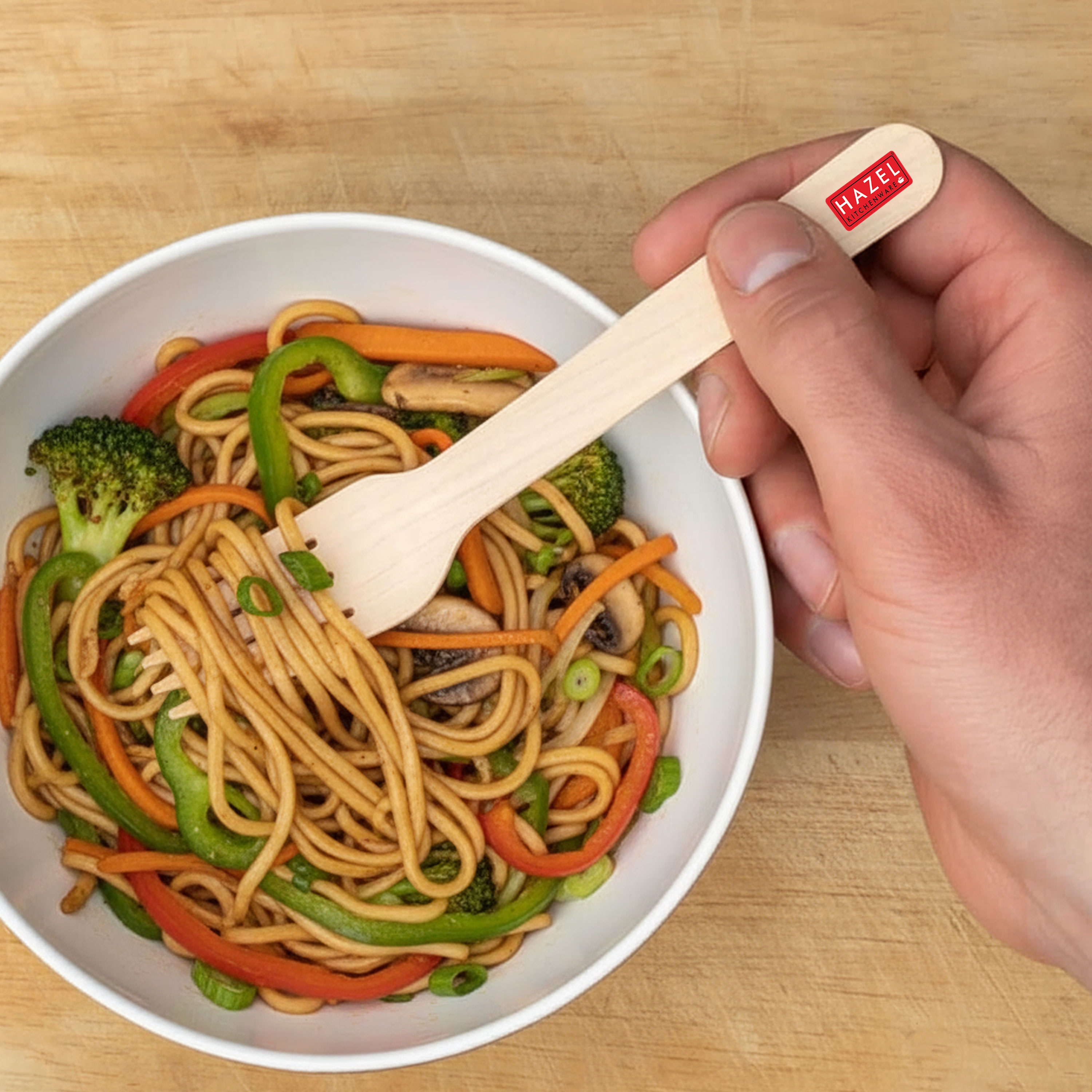 HAZEL Disposable Fork 16 cm | Durable, Lightweight & Food-Grade Wooden Forks for Everyday Use | Pack of 50