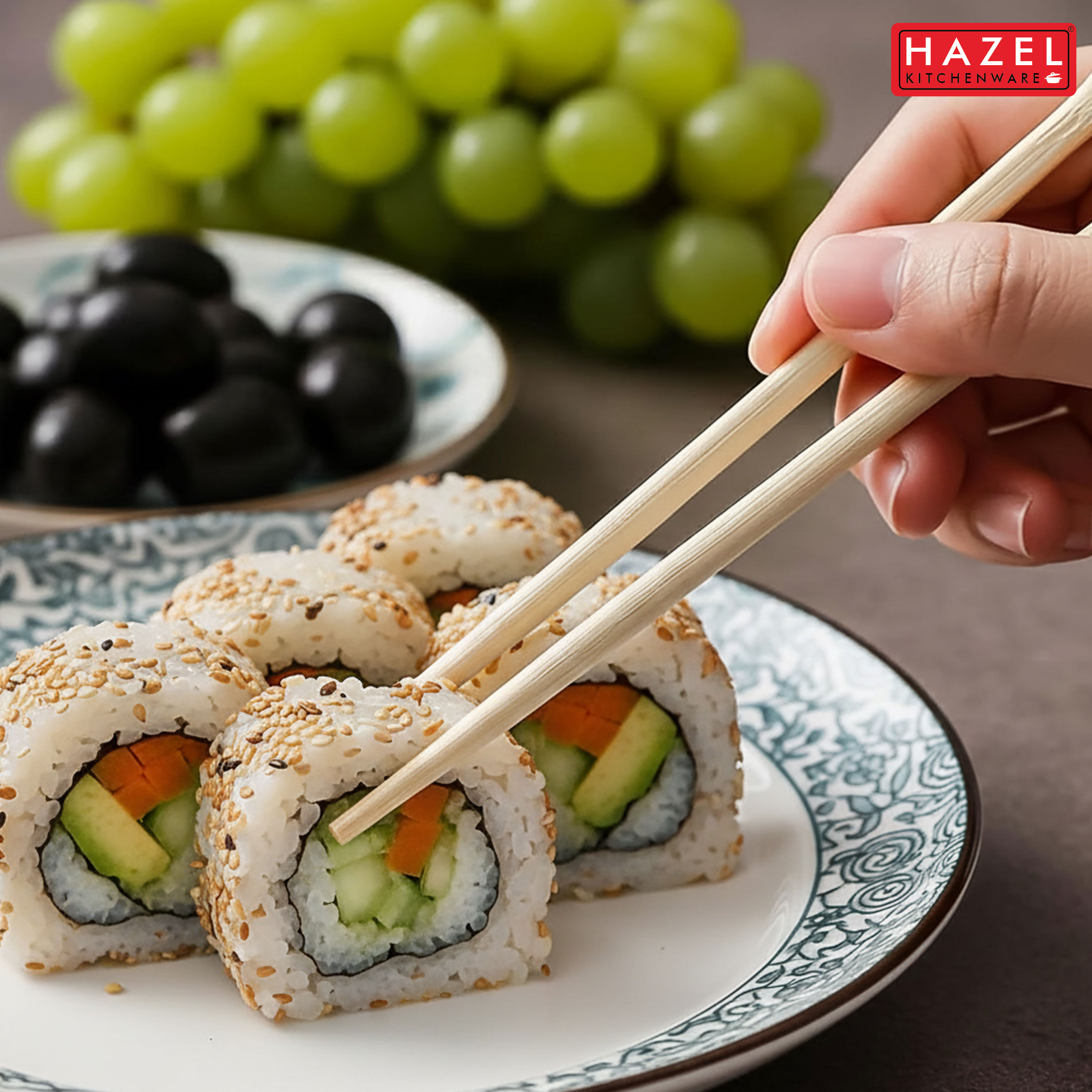 HAZEL Disposable Wooden Chopsticks 20 cm | Eco-Friendly, Smooth Finish & Easy-to-Use Chopsticks for Dining | Pack of 25 Pairs (50 Pieces)