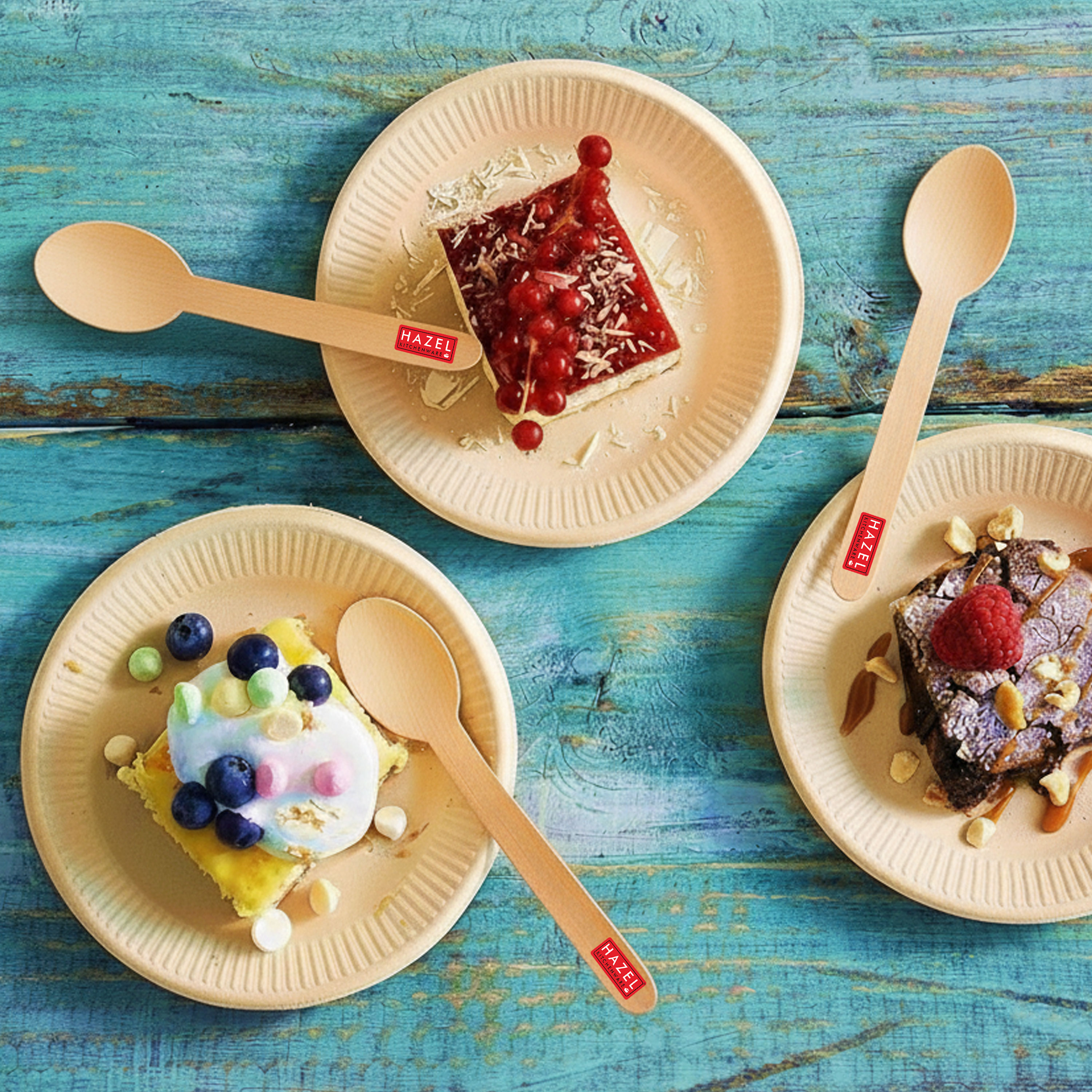 HAZEL Disposable Wooden Spoon 16 cm | Eco-Friendly, Biodegradable & Sturdy Cutlery for Parties & Events | Pack of 50