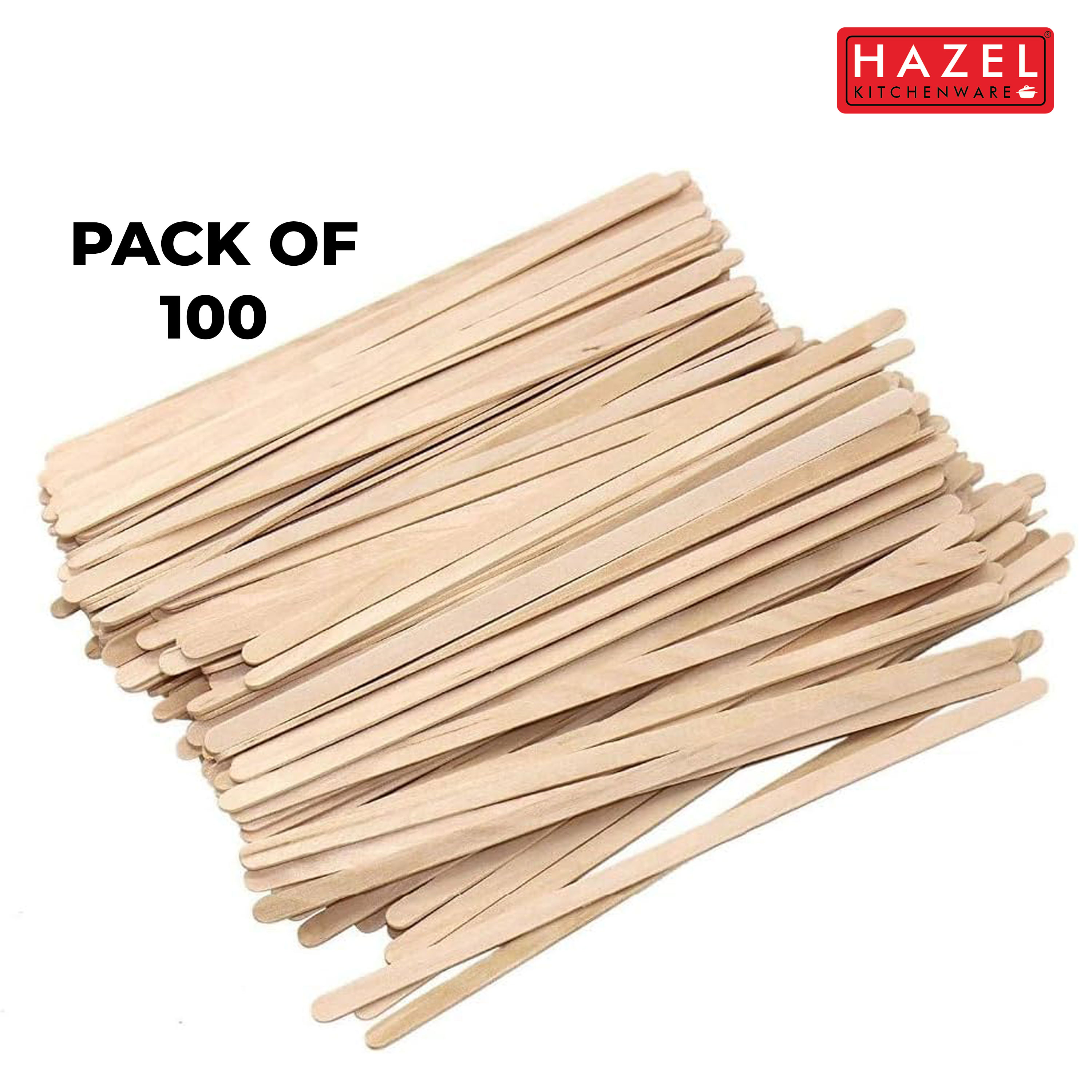 HAZEL Disposable Coffee Stirrer (Pack of 100) | Eco-Friendly Wooden Stirrers for Tea, Coffee & Beverages | Ideal for Home, Office & Cafes