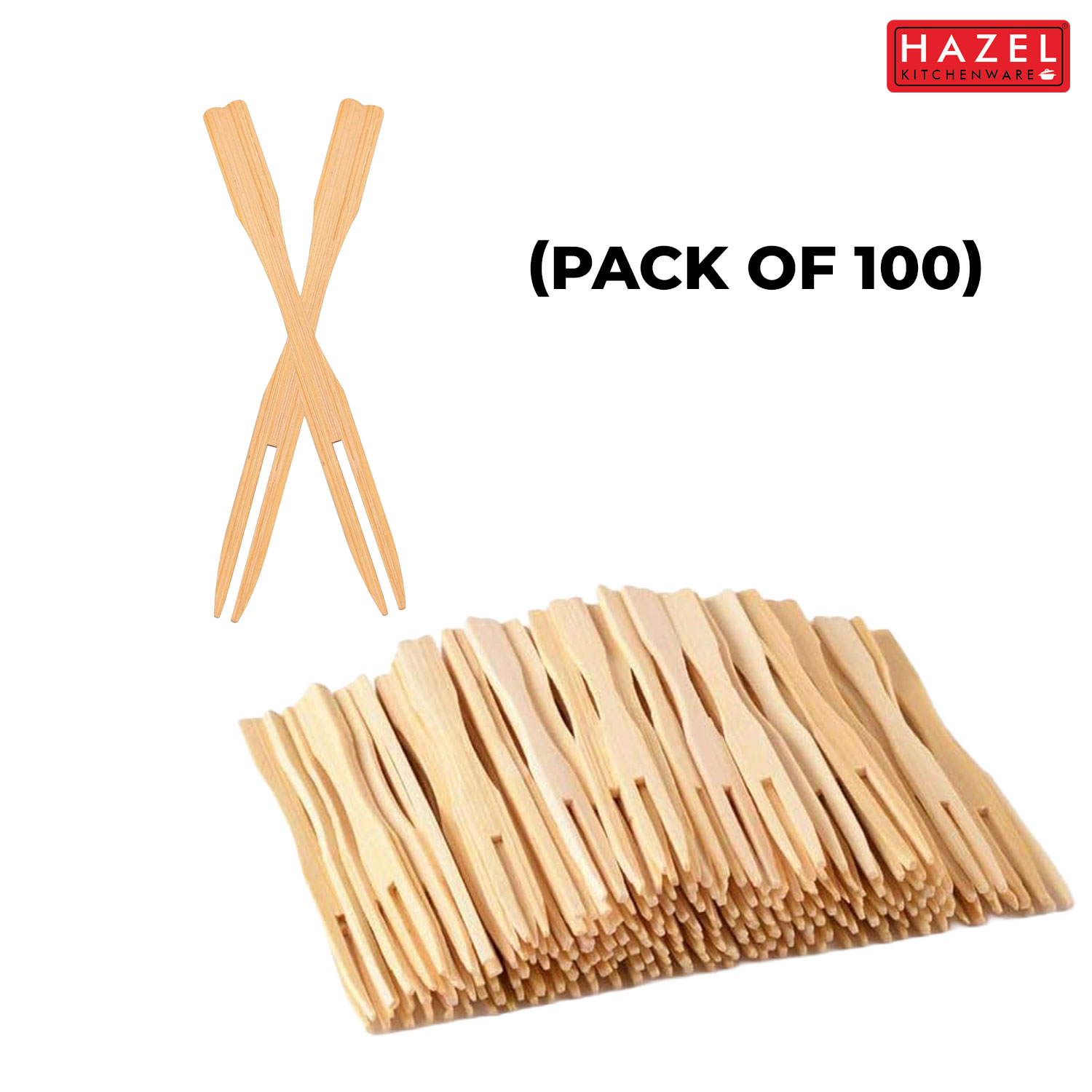 HAZEL Disposable Fruit Forks 9 cm, Mini Forks for Fruits, Desserts & Snacks, Food-Grade, Party & Catering Use, Pack of 100