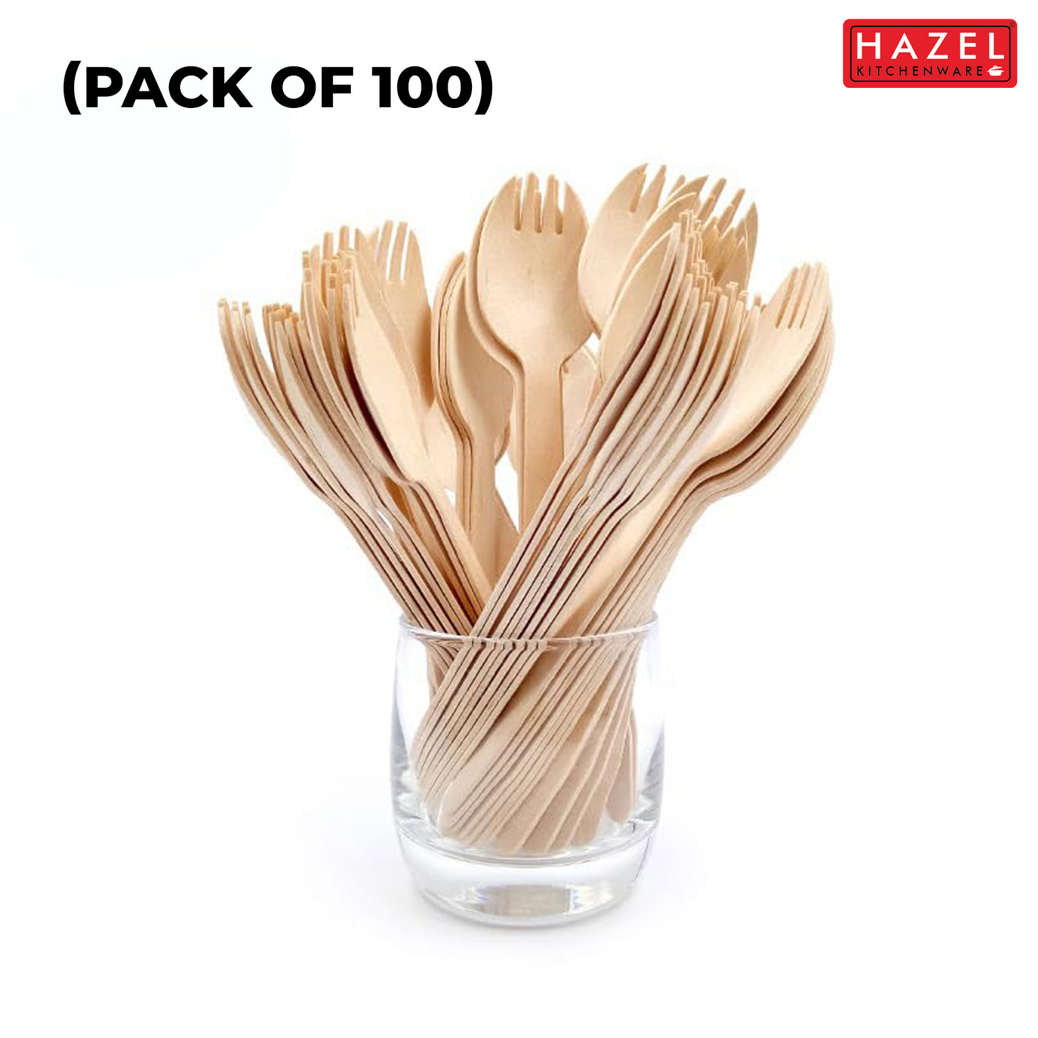 HAZEL Disposable Spork 16 cm, Spoon & Fork Combo, Food-Grade, Ideal for Rice, Noodles & Snacks, Party & Catering Use, Pack of 100