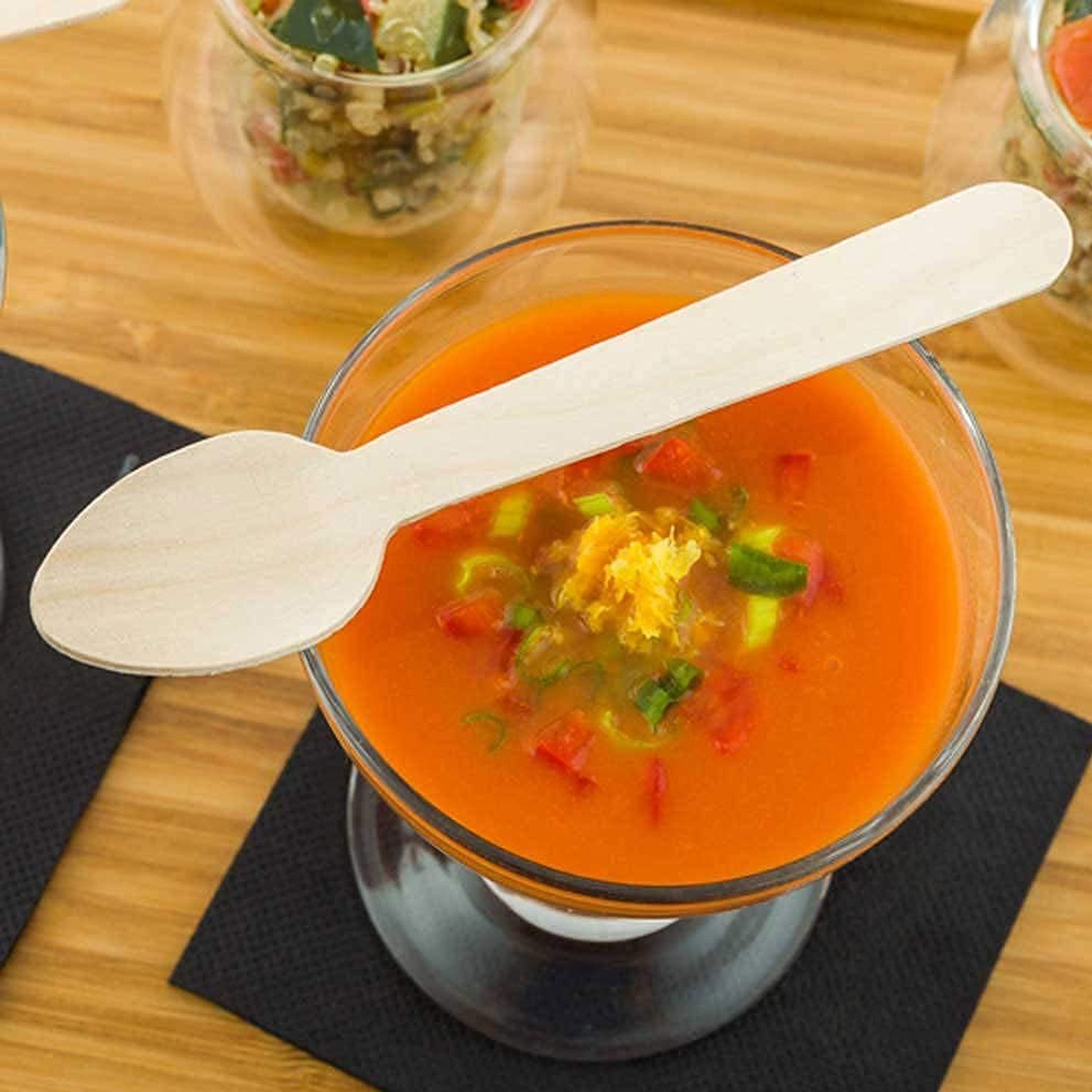 HAZEL Disposable Wooden Spoon 16 CM | Eco-Friendly, Biodegradable & Sturdy Cutlery for Parties & Events | Pack of 100