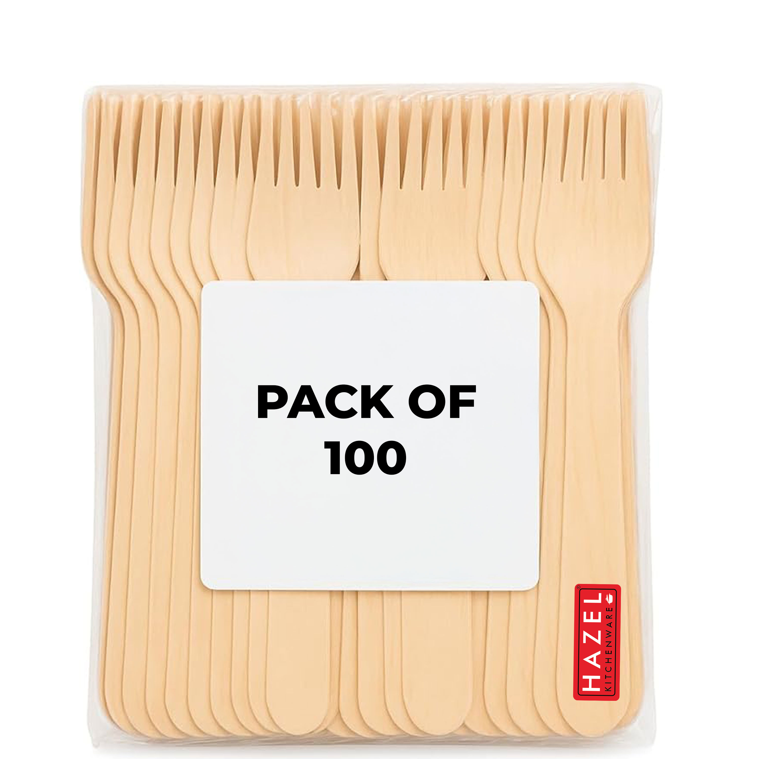 HAZEL Disposable Fork 16 CM | Strong & Hygienic Forks for Parties & Catering | Pack of 100