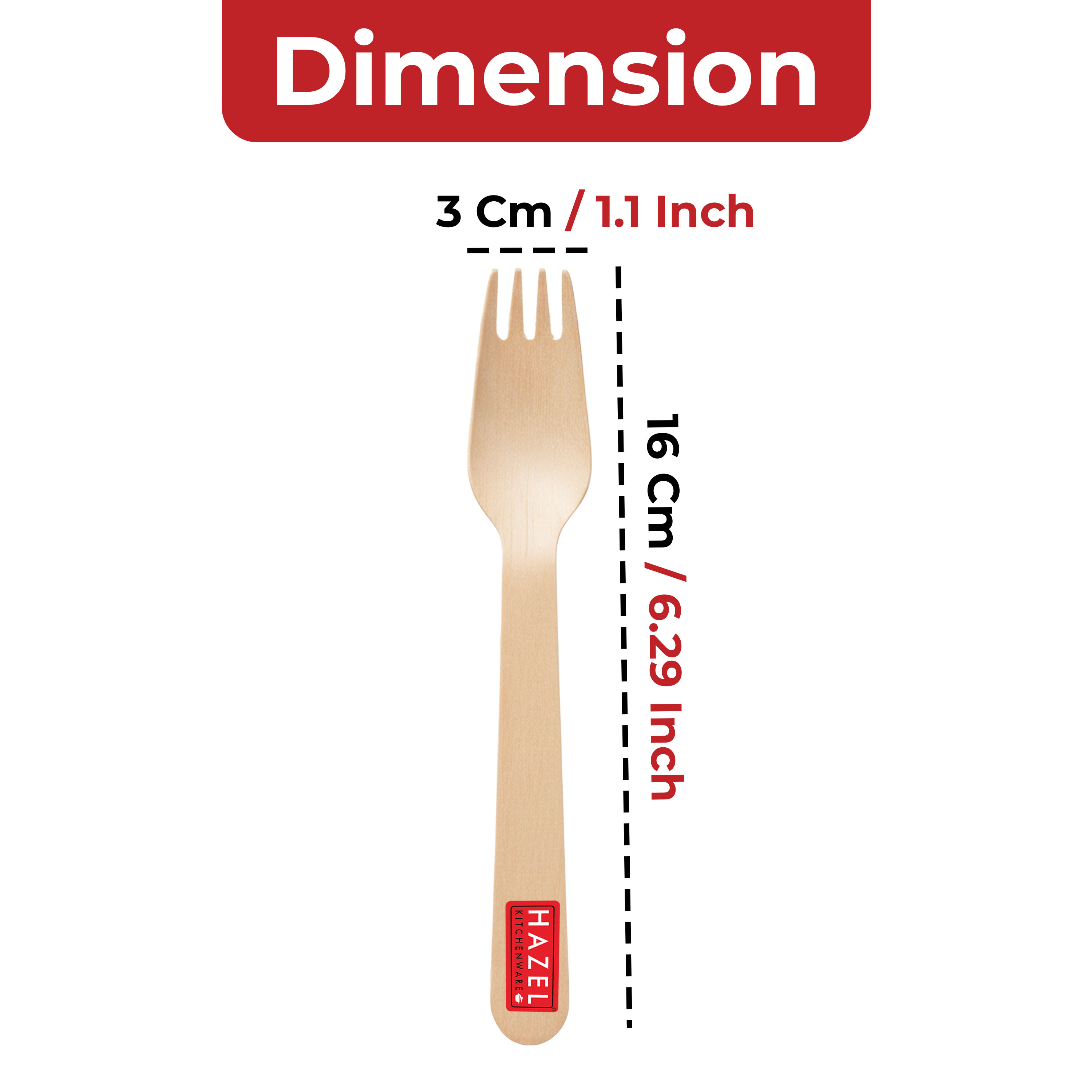 HAZEL Disposable Fork 16 CM | Strong & Hygienic Forks for Parties & Catering | Pack of 100