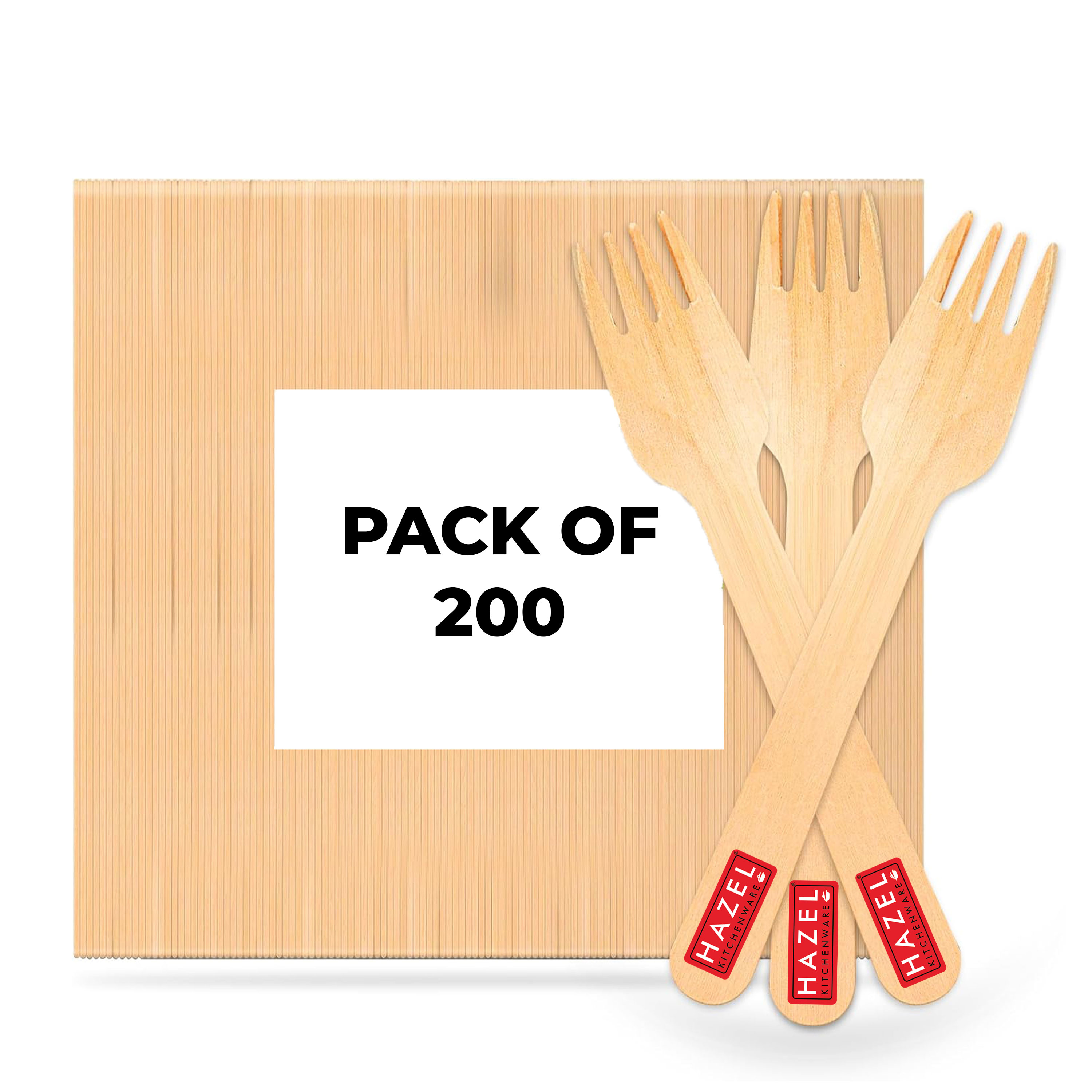 HAZEL Disposable Fork 16 CM | Strong & Hygienic Forks for Parties & Catering | Pack of 200