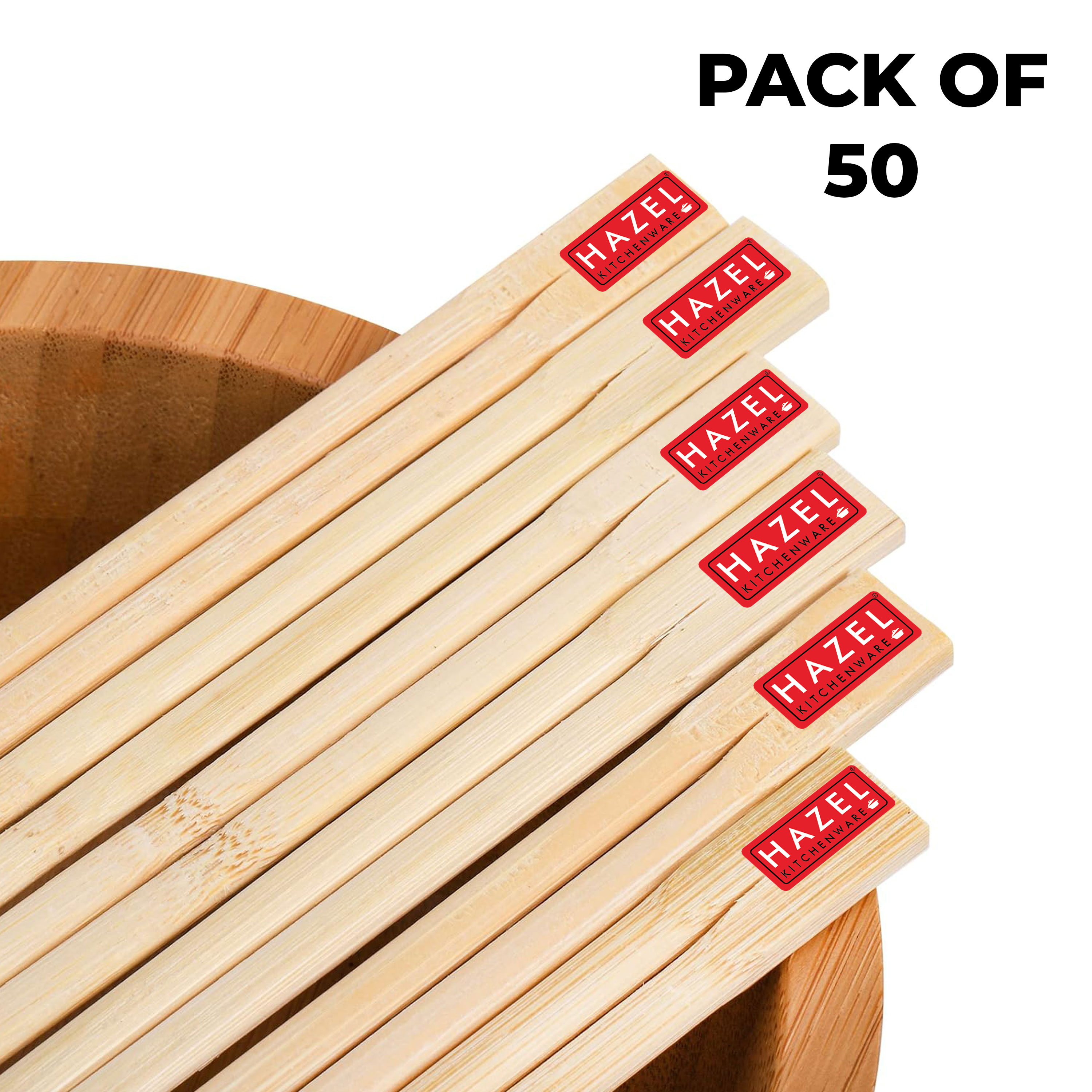 HAZEL Disposable Wooden Chopsticks 20 CM | Eco-Friendly, Smooth Finish & Easy-to-Use Chopsticks for Dining | Pack of 50 Pairs