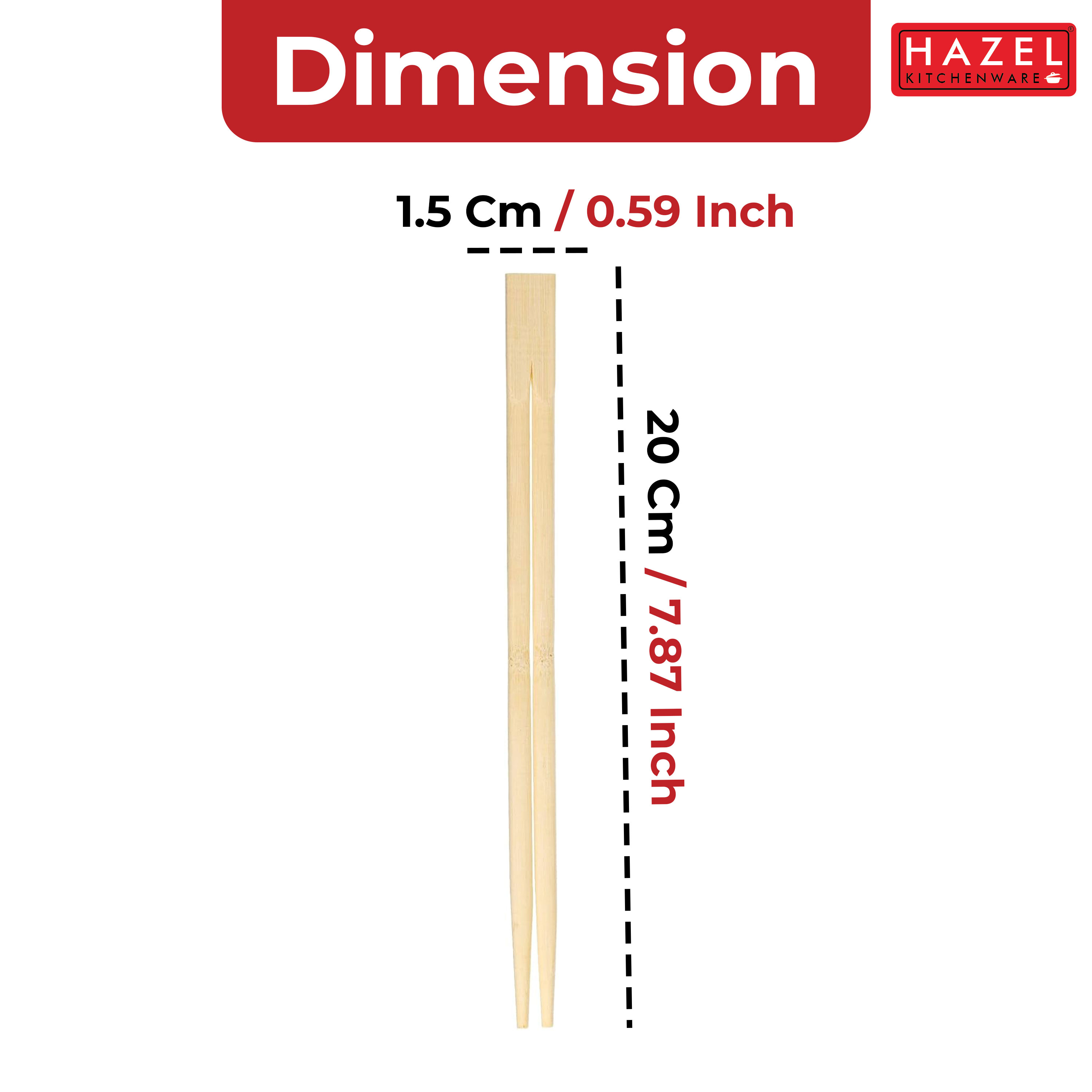 HAZEL Disposable Wooden Chopsticks 20 CM | Eco-Friendly, Smooth Finish & Easy-to-Use Chopsticks for Dining | Pack of 200 Pairs