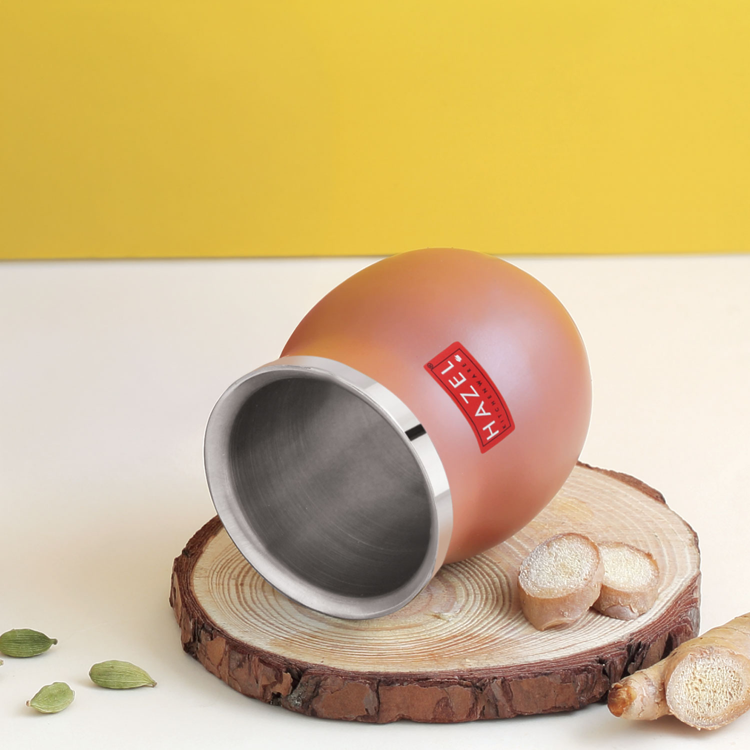 HAZEL Double Wall Stainless Steel Kullad Glass | Matt Brown Finish Tea & Coffee Cup | 150 ML