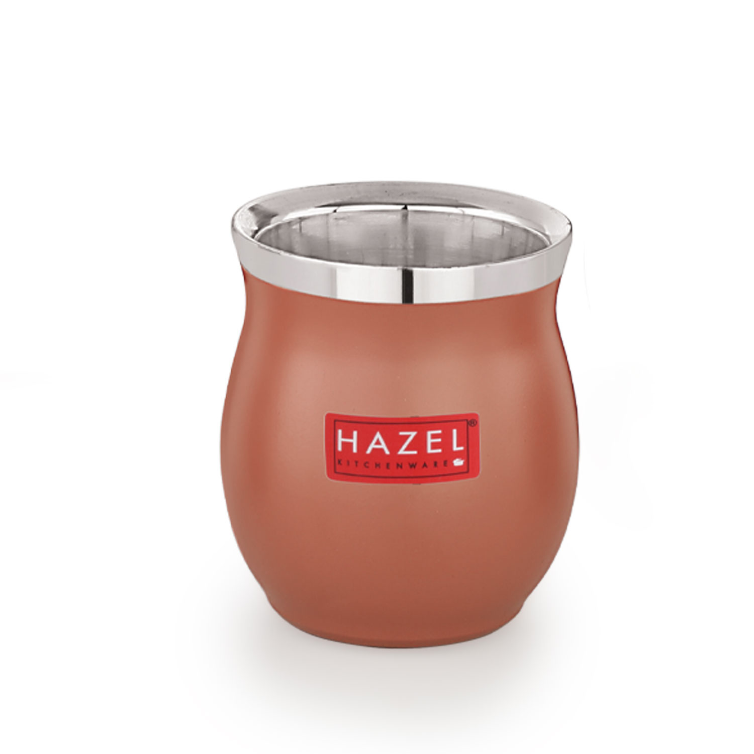 HAZEL Double Wall Stainless Steel Kullad Glass | Matt Brown Finish Tea & Coffee Cup | 150 ML