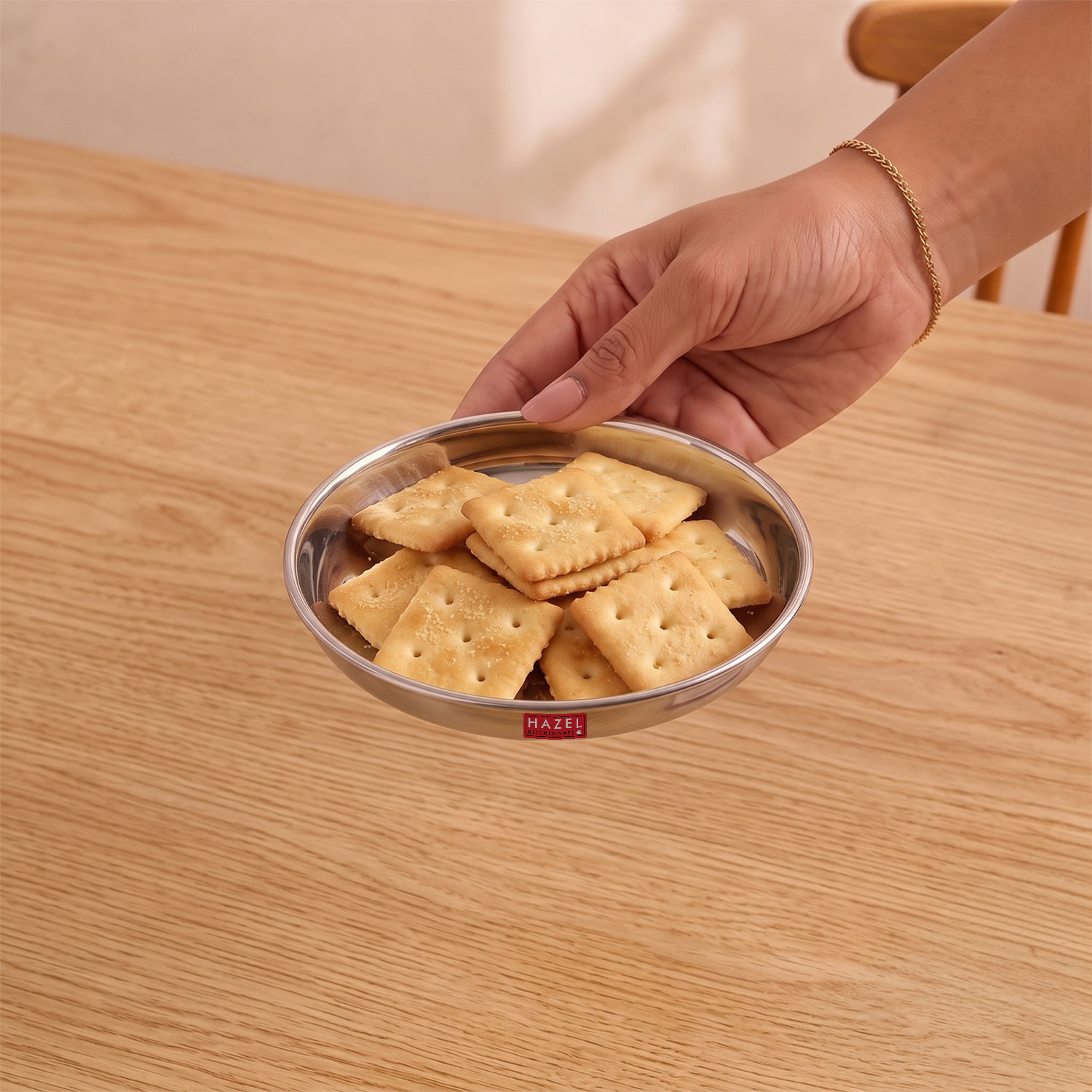 HAZEL Stainless Steel Plates Set | Small Steel Plates For Snacks | Breakfast Plates, 200 ML, Set of 3
