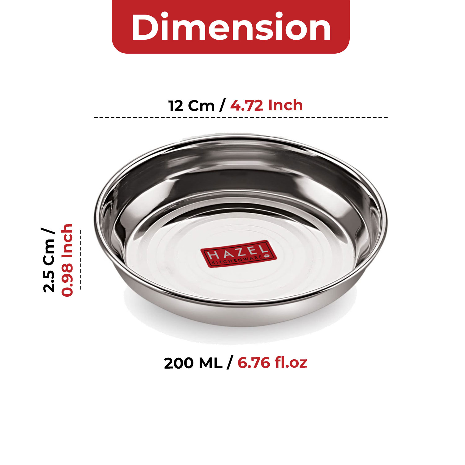 HAZEL Stainless Steel Plates Set | Small Steel Plates For Snacks | Breakfast Plates, 200 ML, Set of 3