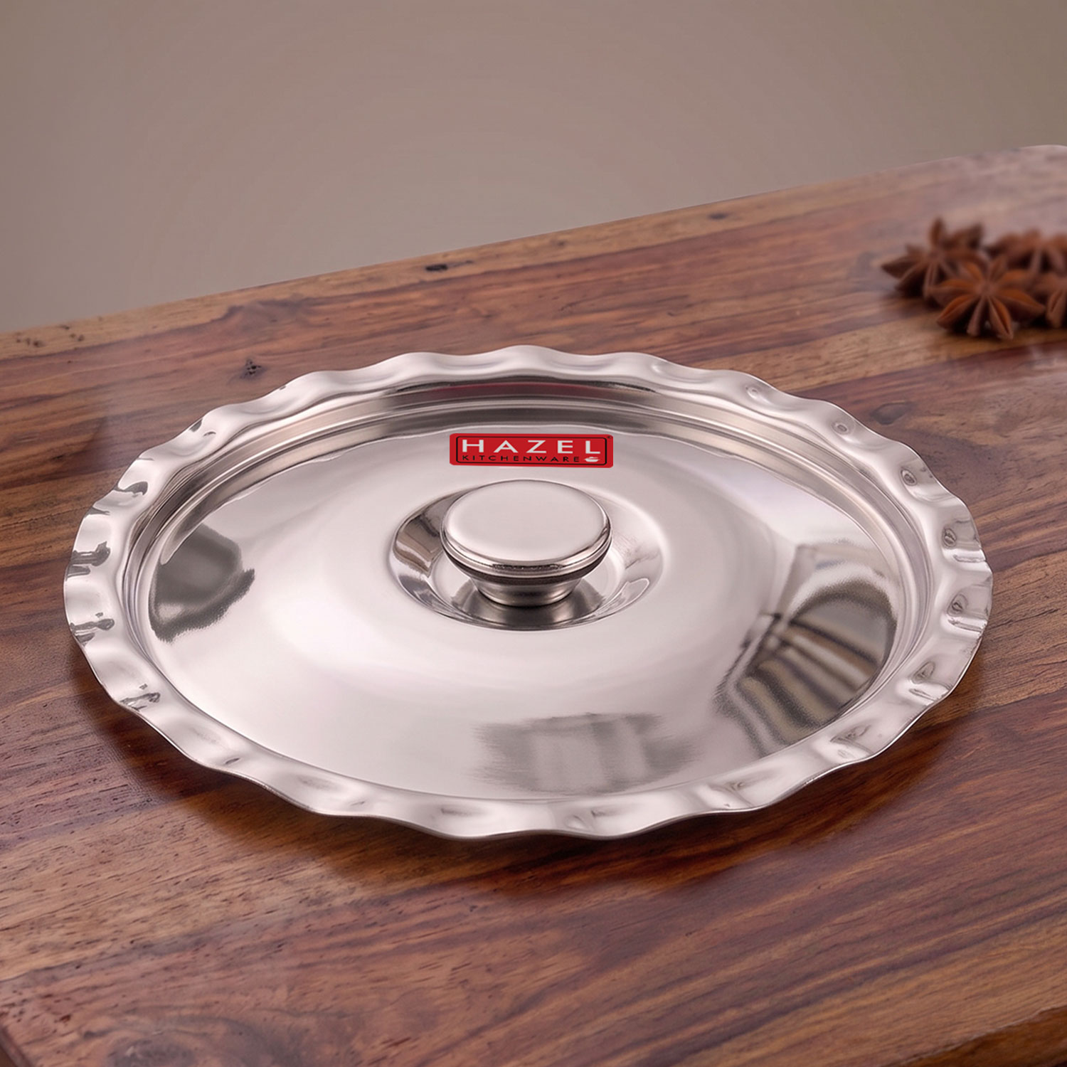 HAZEL Stainless Steel Utensil Cover Lid, 21 cm, Silver