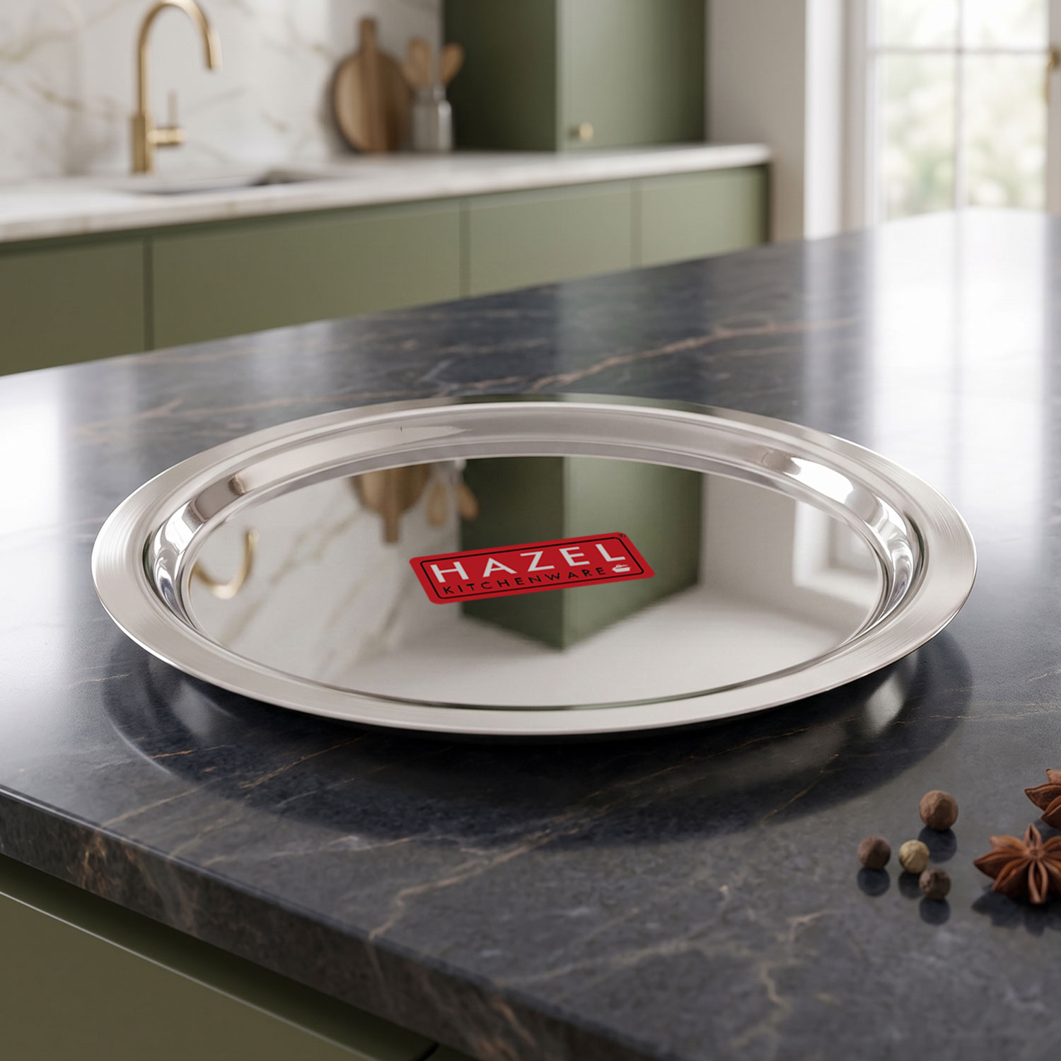 HAZEL Stainless Steel Lid Tope Cover Plates Ciba For Kadhai Vessels Pot Tope, 22.5 cm