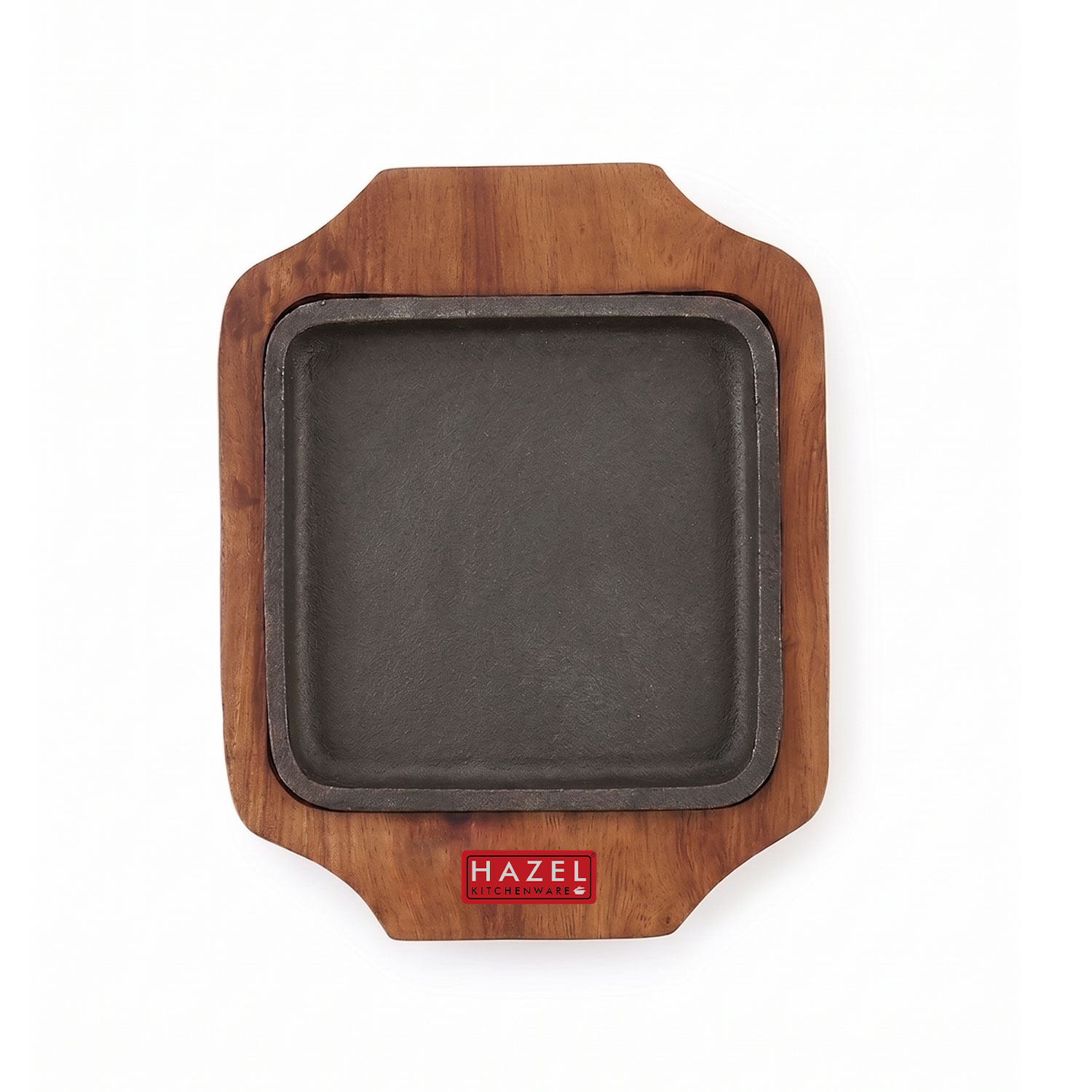 HAZEL Sizzling Brownie Plate / Tray With Wooden Base Square 5 Inch