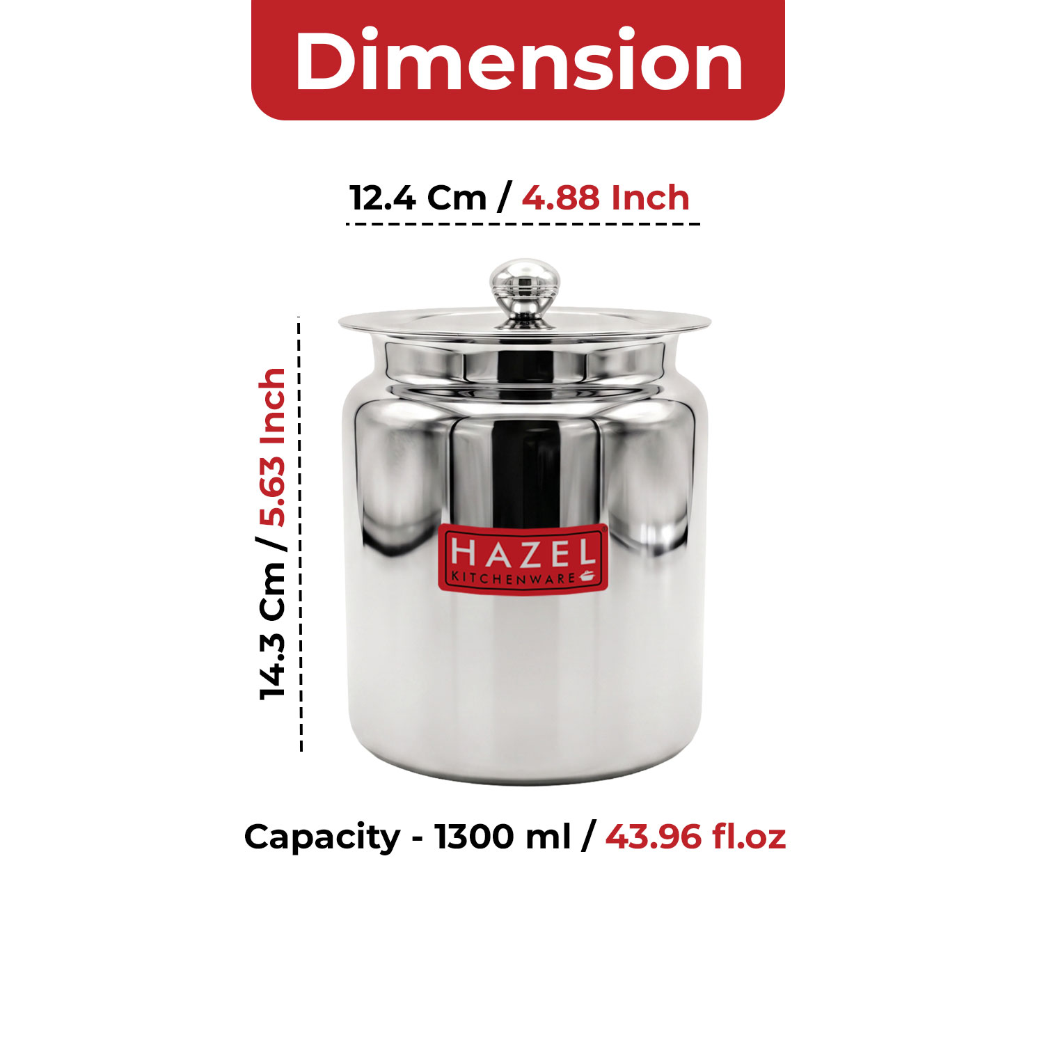 HAZEL Stainless Steel Oil / Ghee Storage Container, 1.5 Litre, Silver