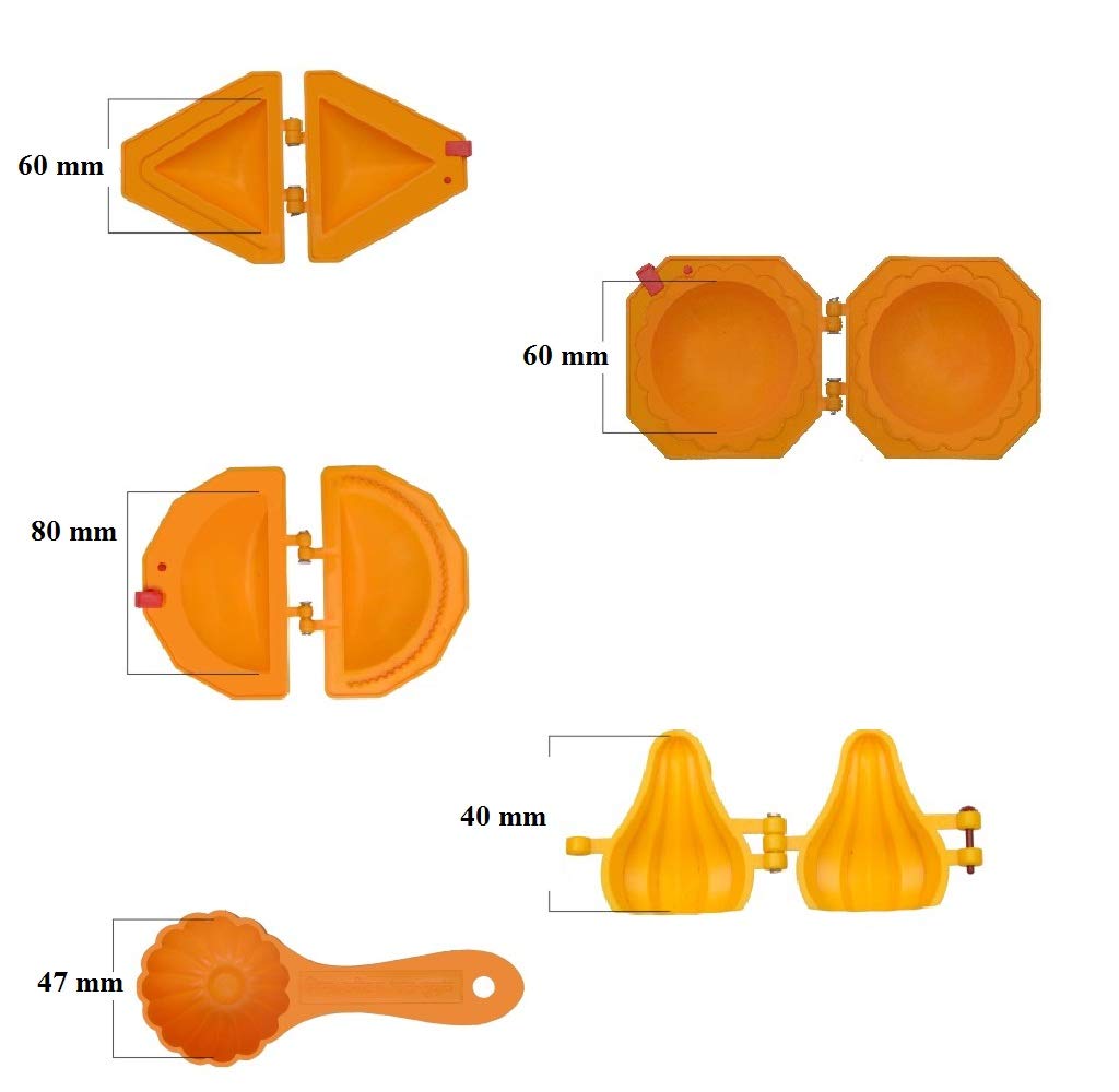 DS Kachori Samosa Modak Karanji Mould with Prasad Mud Scoop, Plastic
