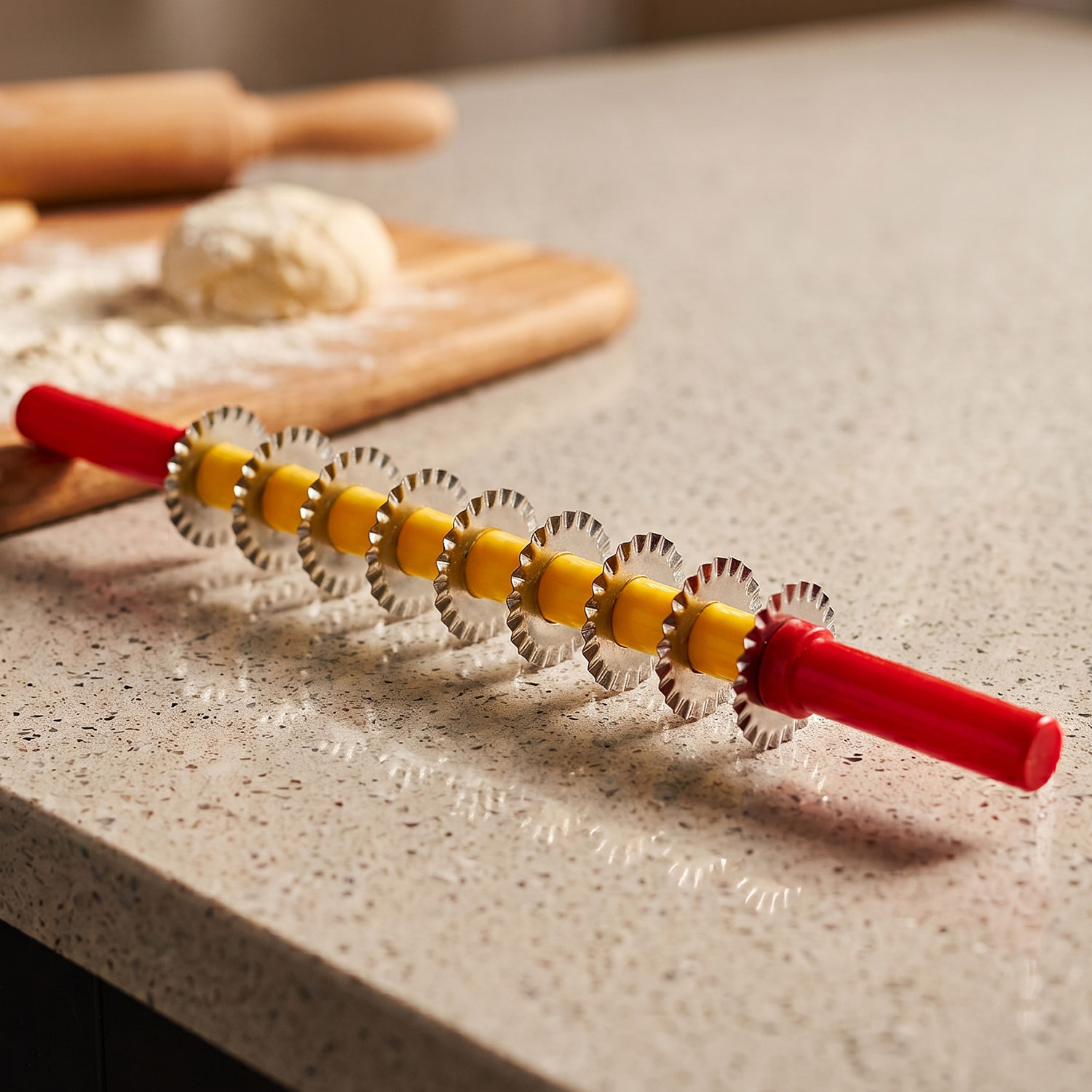 DS Big Plastic Handle Roller Cutter Mithai, KajuKatli, ShanakarPada Cutter With Stainless Steel blades