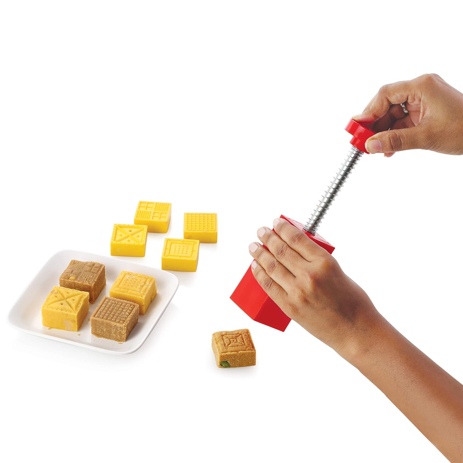 DS Square Fast Peda Sweet Mithai Chocolate Stamping Cutter with 5 Designs