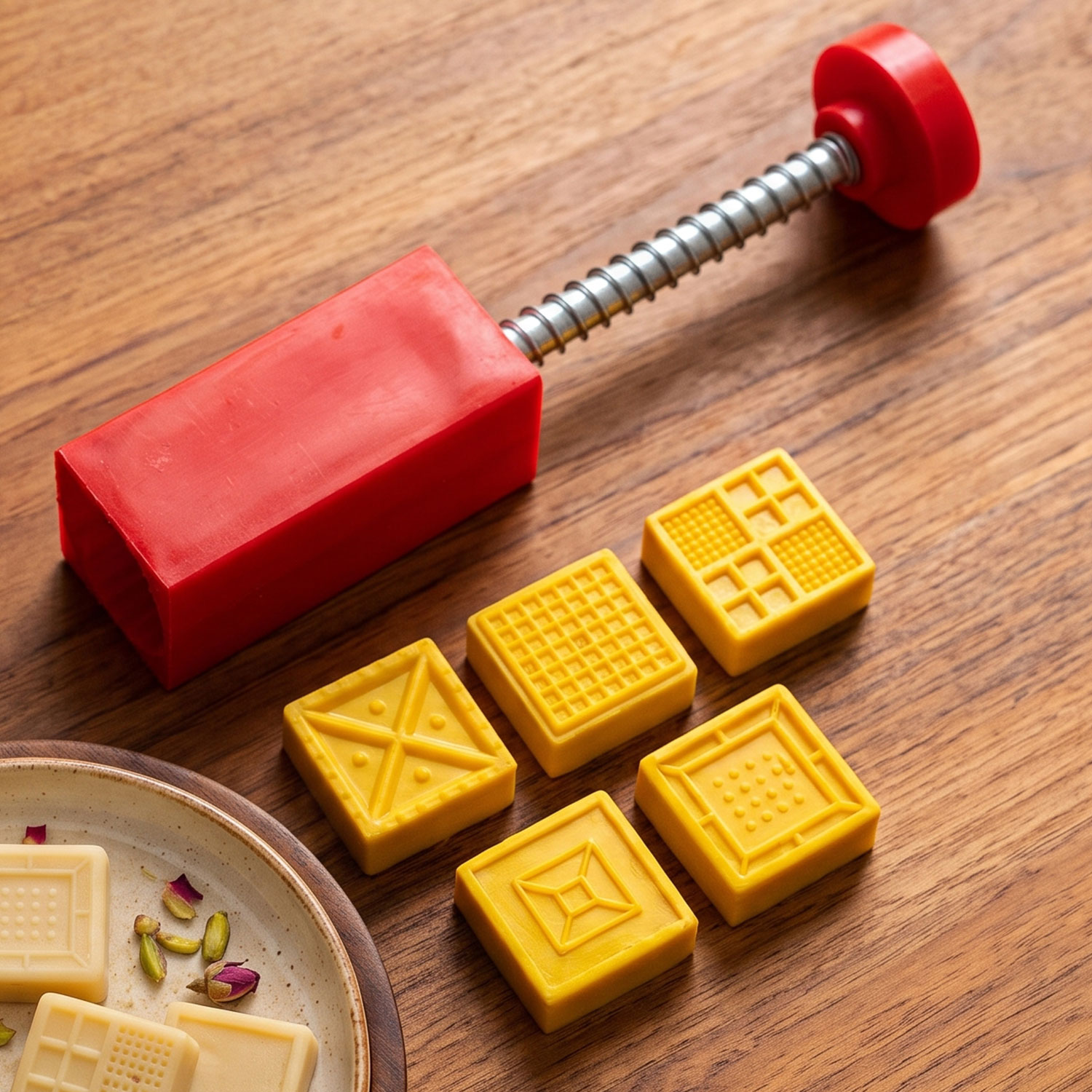 DS Square Fast Peda Sweet Mithai Chocolate Stamping Cutter with 5 Designs