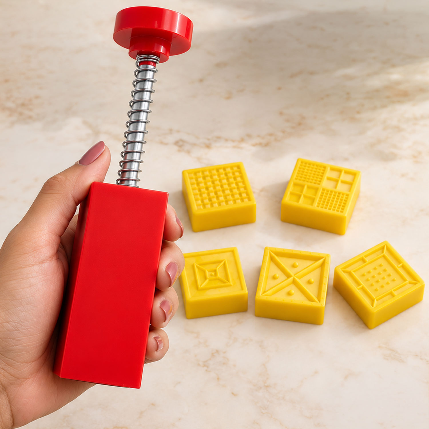 DS Square Fast Peda Sweet Mithai Chocolate Stamping Cutter with 5 Designs