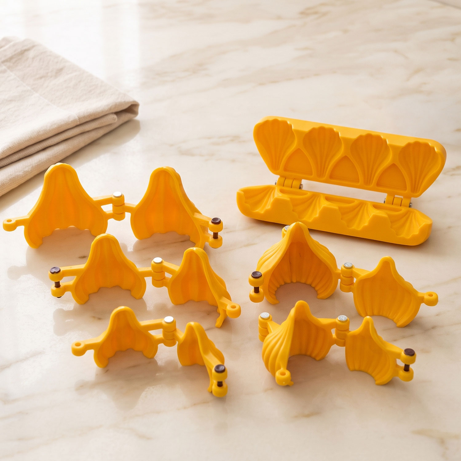 DS Plastic Modak Mould Sancha Sacha Patti Strip and 5 Different Size Modak Moulds For Chocolate and Mithai