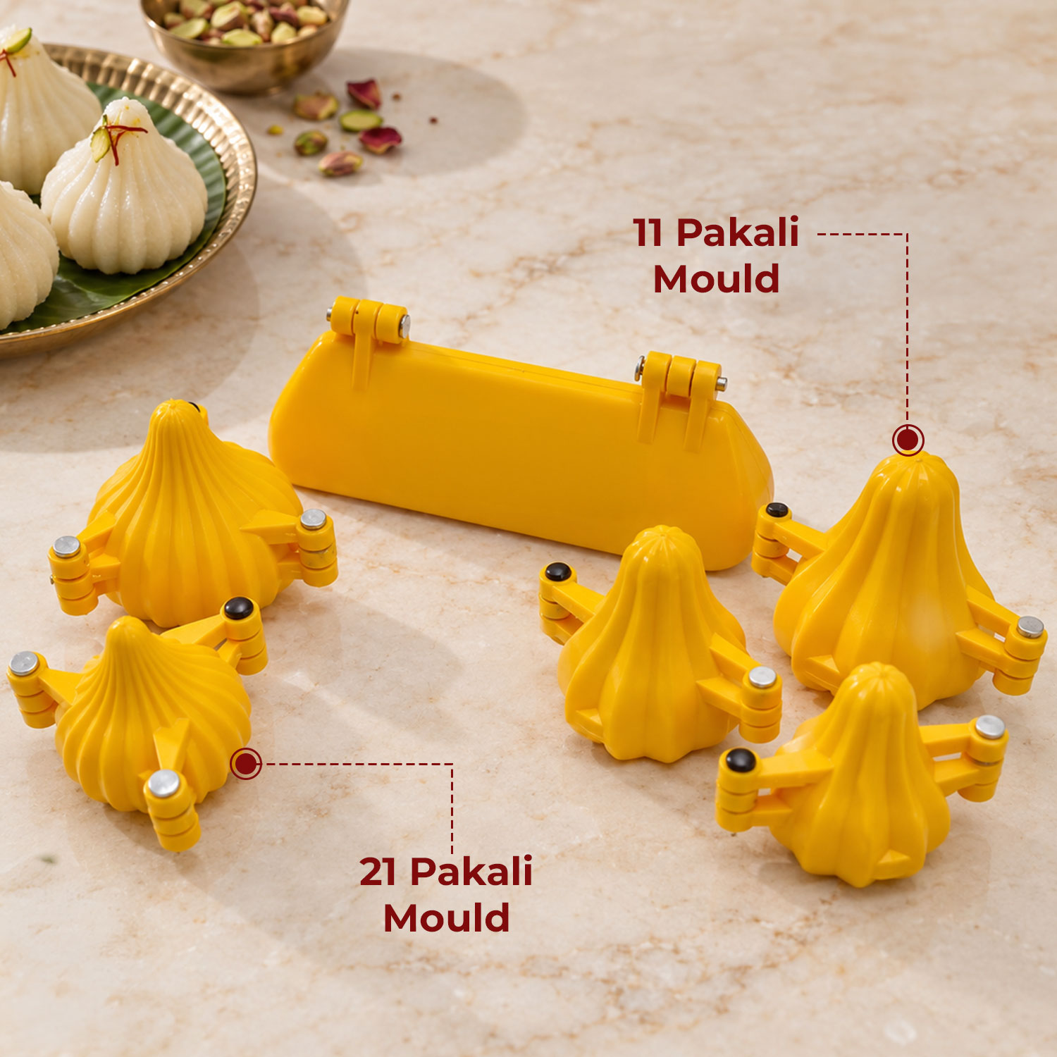 DS Plastic Modak Mould Sancha Sacha Patti Strip and 5 Different Size Modak Moulds For Chocolate and Mithai