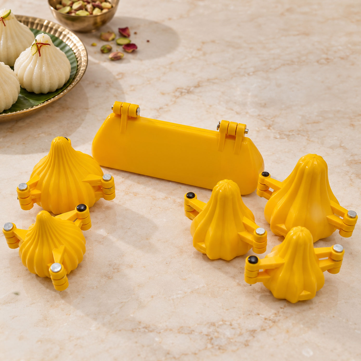 DS Plastic Modak Mould Sancha Sacha Patti Strip and 5 Different Size Modak Moulds For Chocolate and Mithai