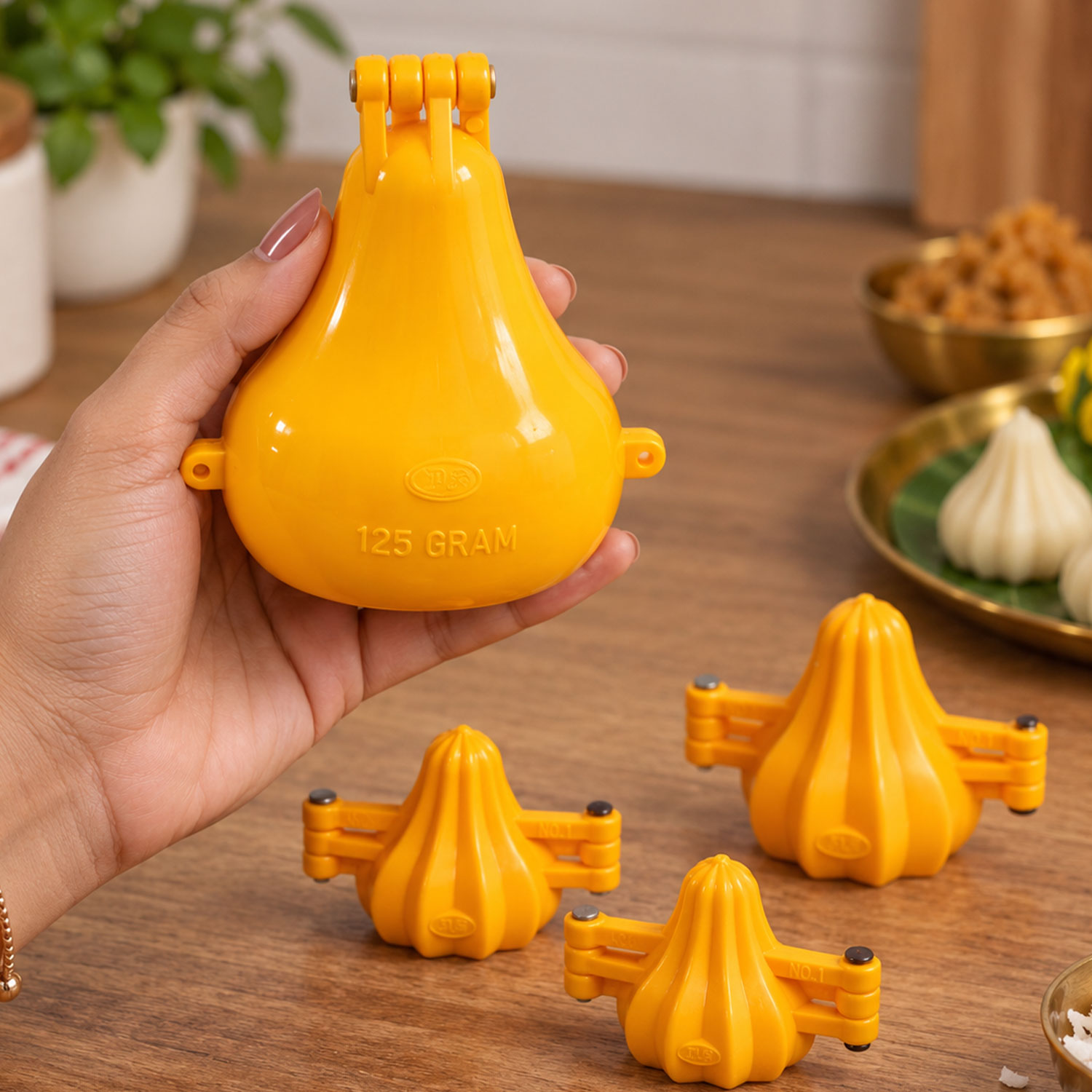 DS Ganpati Plastic Modak Sweet Mithai Chocolate Sancha Mould 4 Size Combo