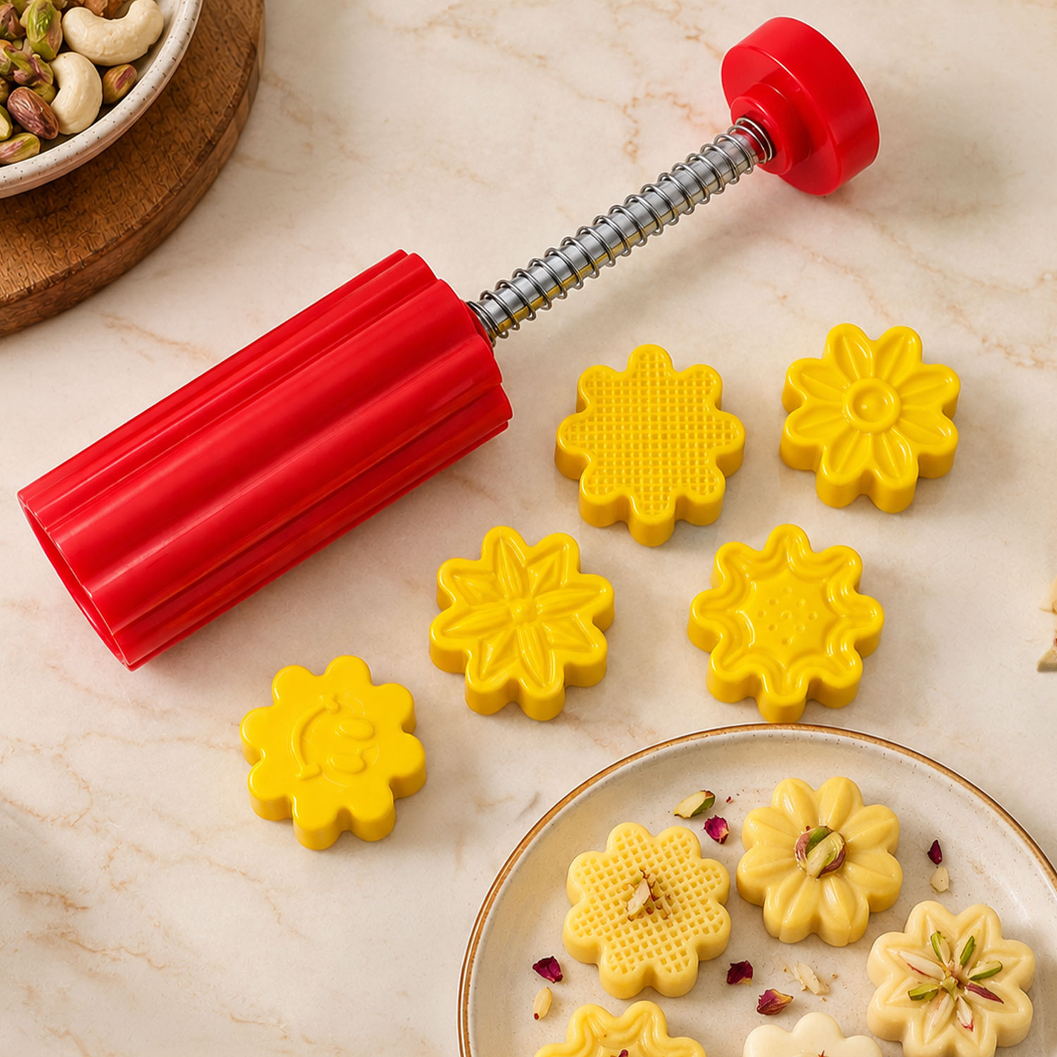 DS Flower Sweet Cutter, Multicolour Peda Mold