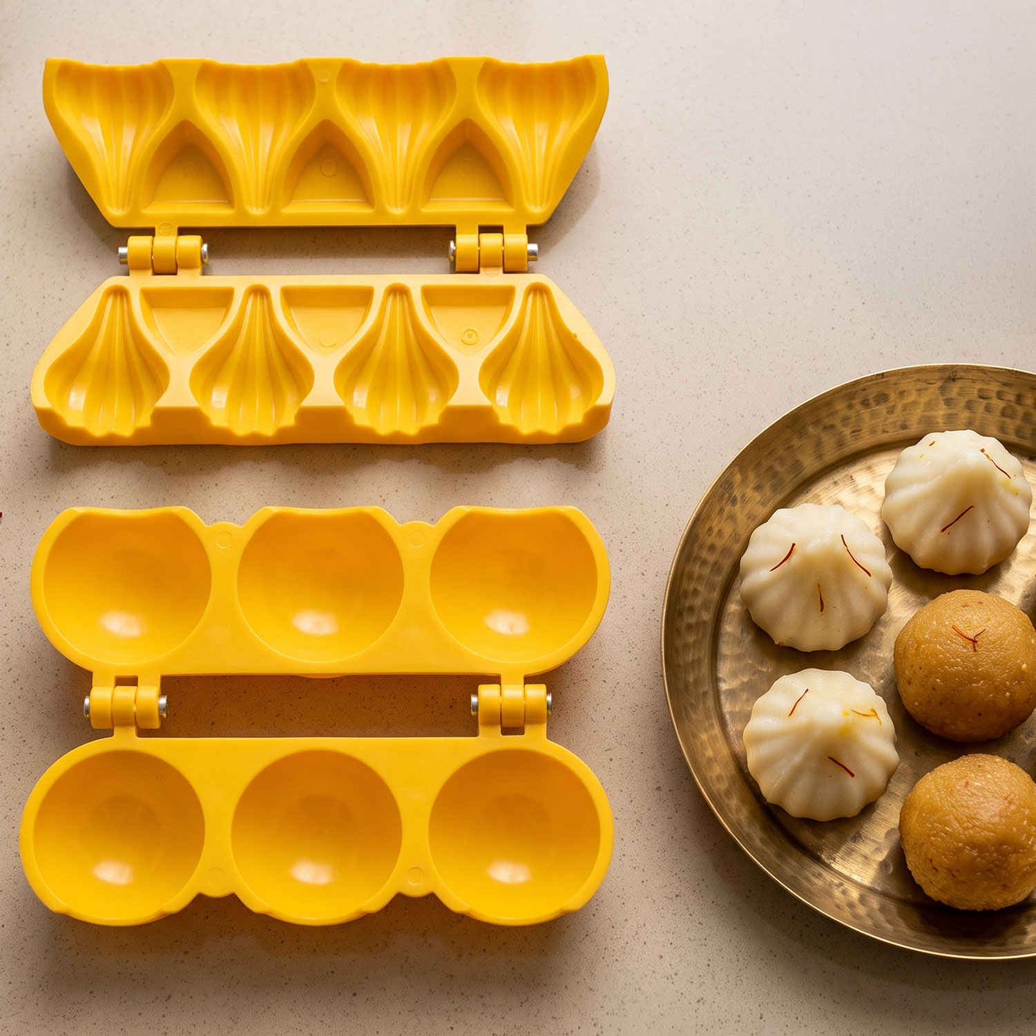 DS Ganpati Sweet Mithai Chocolate Sancha Modak Patti Mould with Ladoo Patti Mould, Plastic