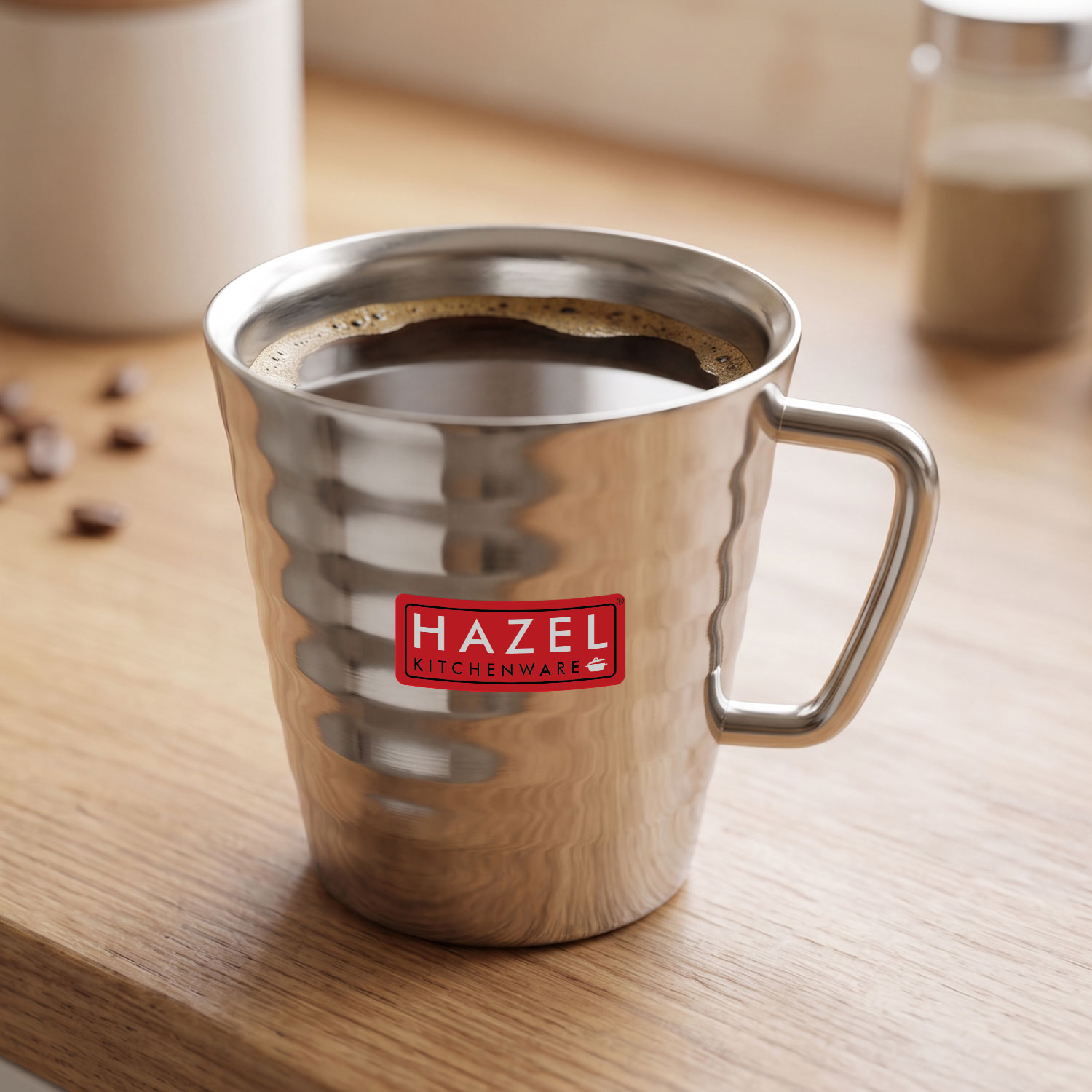 HAZEL Stainless Steel Green Tea Coffee Big Classic Mug, 1 Pc, 300 ml