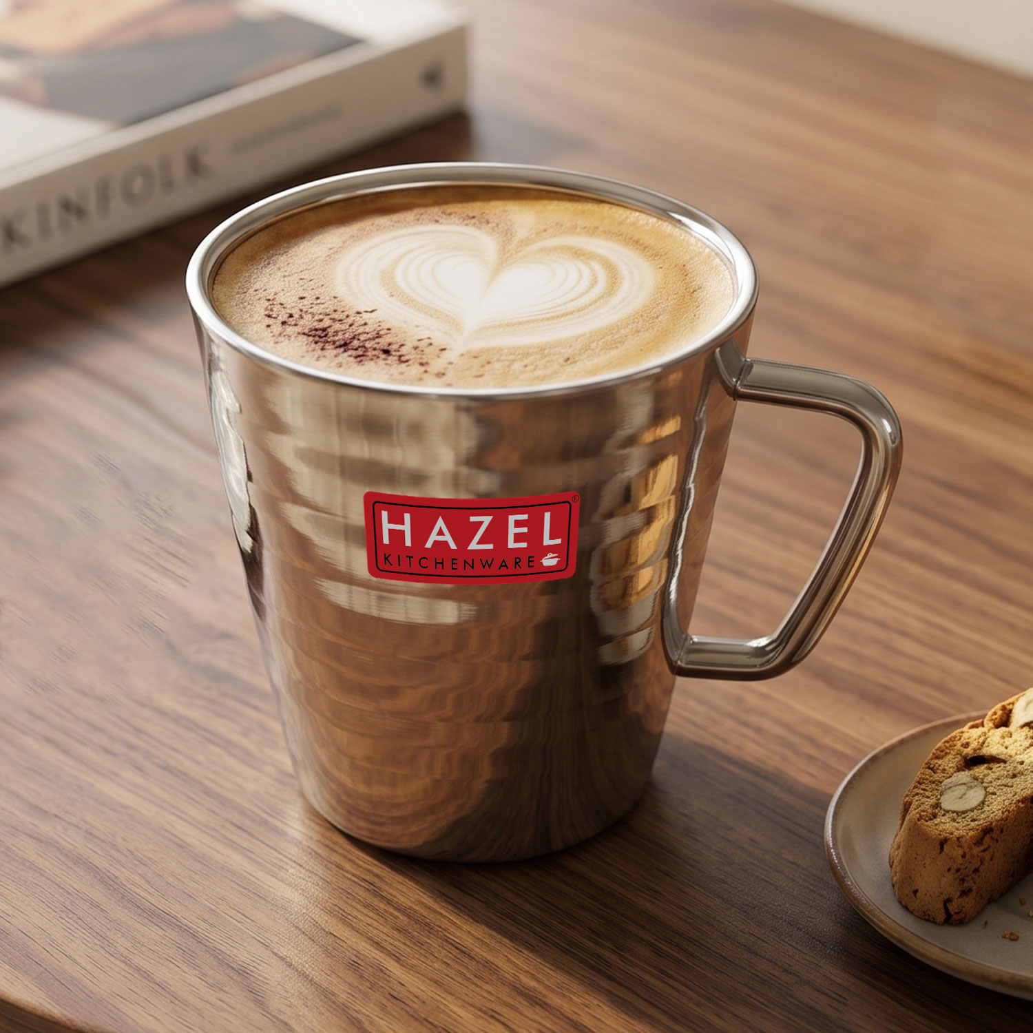 HAZEL Stainless Steel Green Tea Coffee Big Classic Mug, 1 Pc, 300 ml